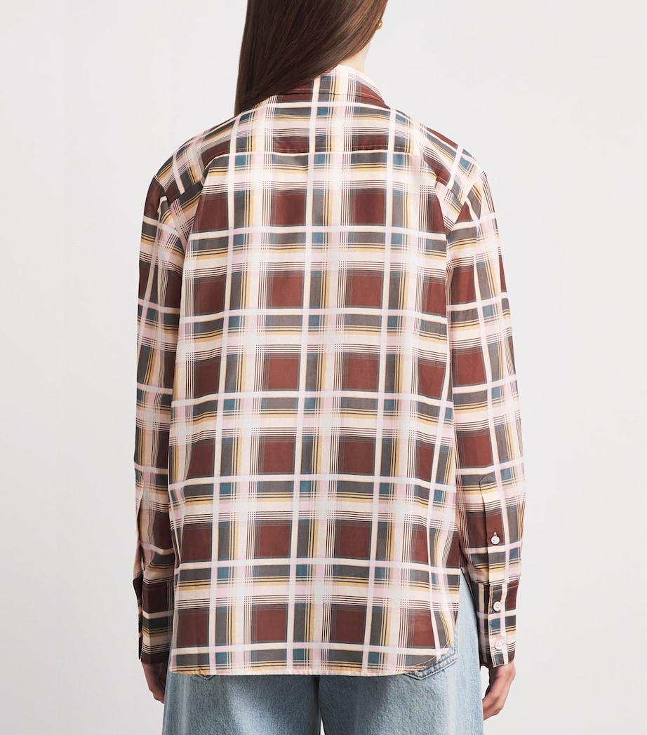FRAME Womens Cotton-Silk Check Shirt Silver Peony Multi Image 5