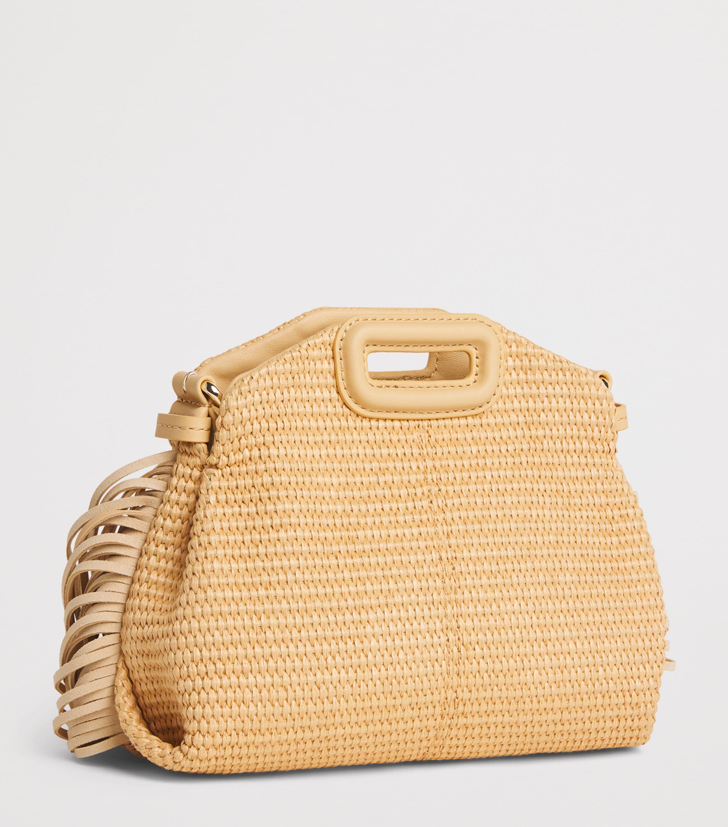 Maje Raffia-Effect Miss M Shoulder Bag Beige Image 3