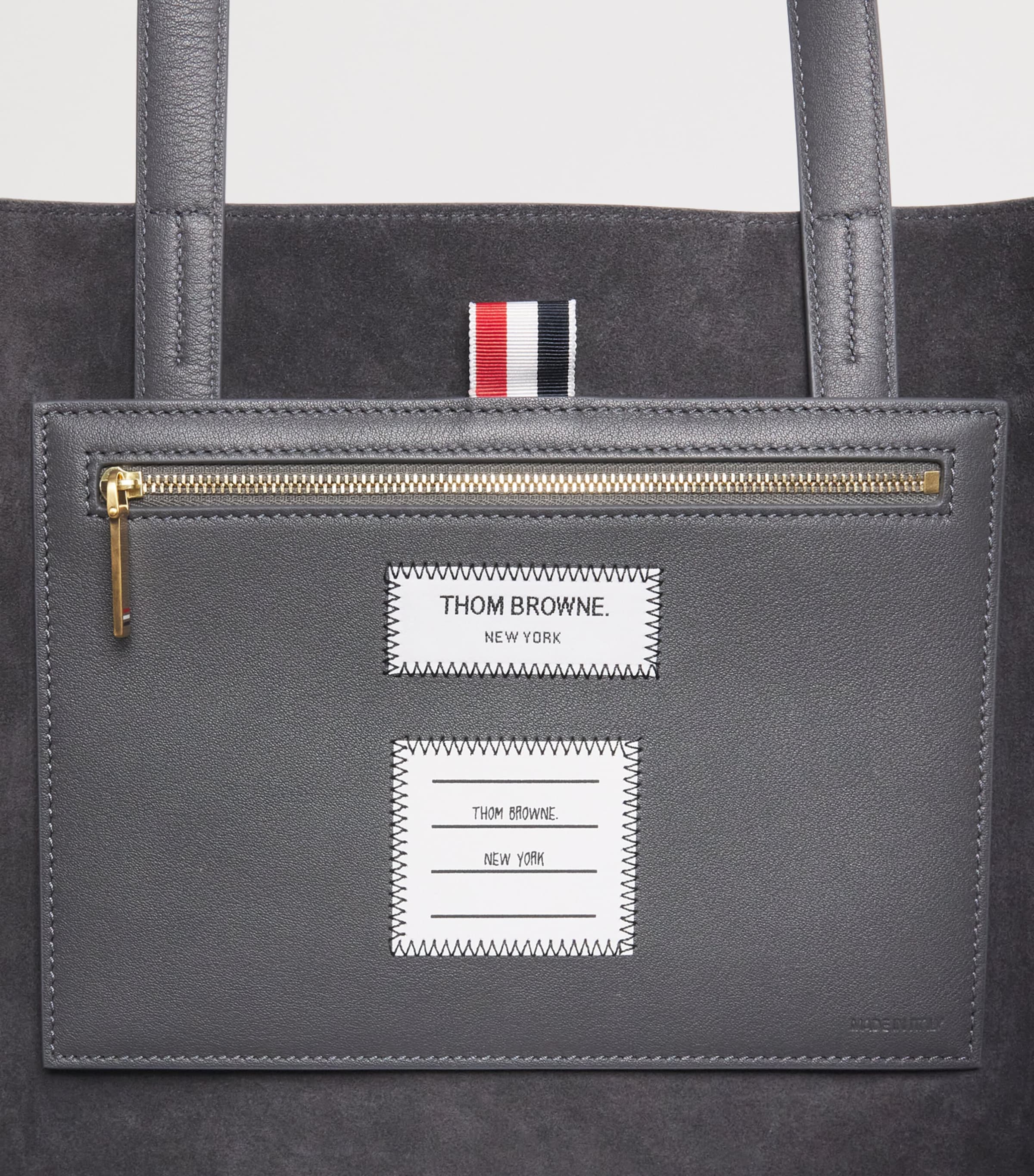 Thom Browne Leather Cabas Tote Bag Dark Grey Image 6