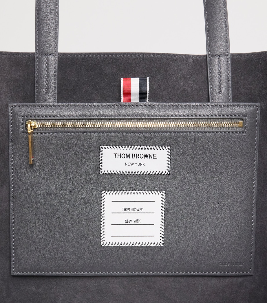 Thom Browne Leather Cabas Tote Bag Dark Grey Image 6