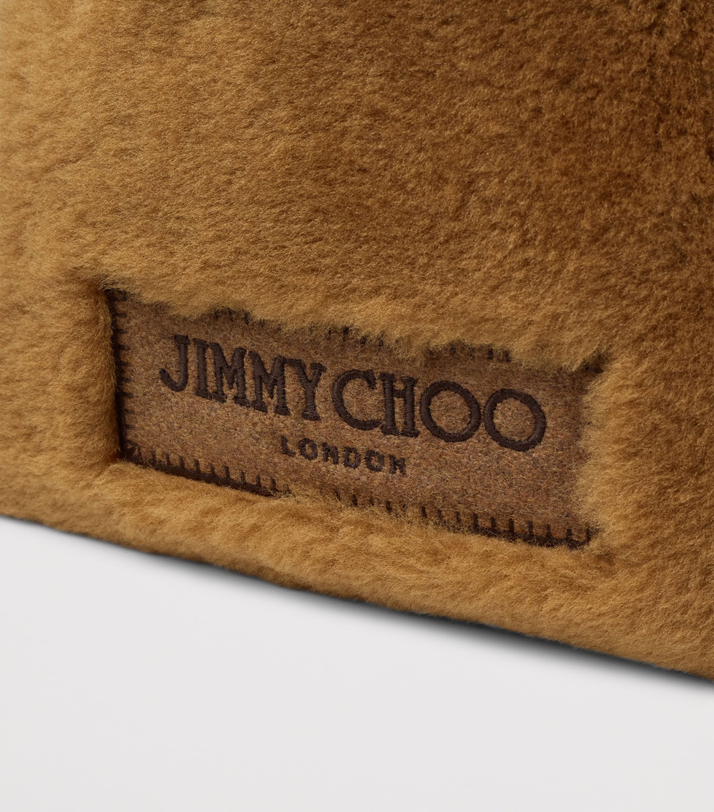 Jimmy Choo Shearling Drawstring Pouch Teddy/chocolate/ligh Image 5