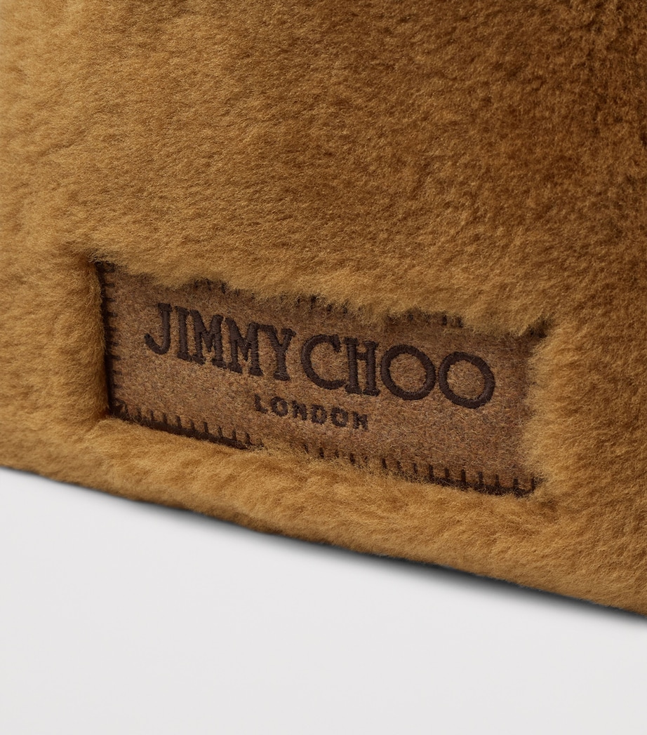 Jimmy Choo Shearling Drawstring Pouch Teddy/chocolate/ligh Image 5