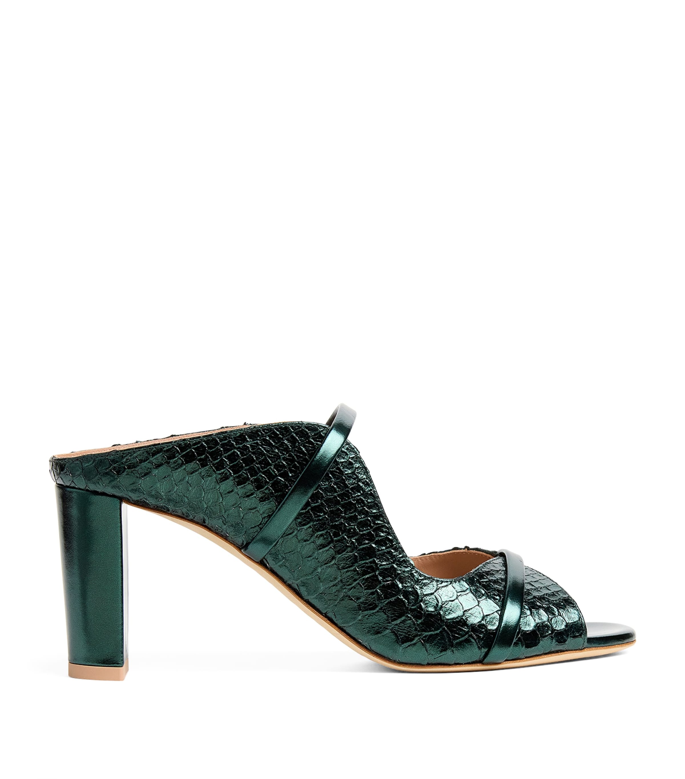 Malone Souliers Leather Crocodile-effect Norah Mules 70 In Green