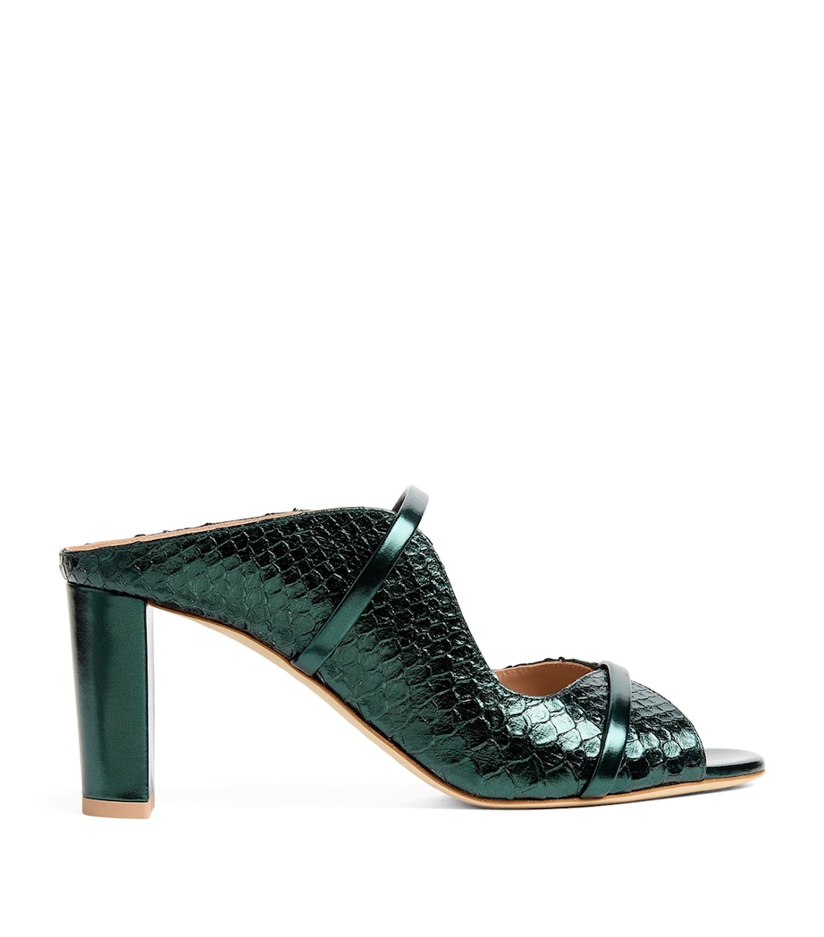 Leather Crocodile-Effect Norah Mules 70 DARK GREEN Image 1