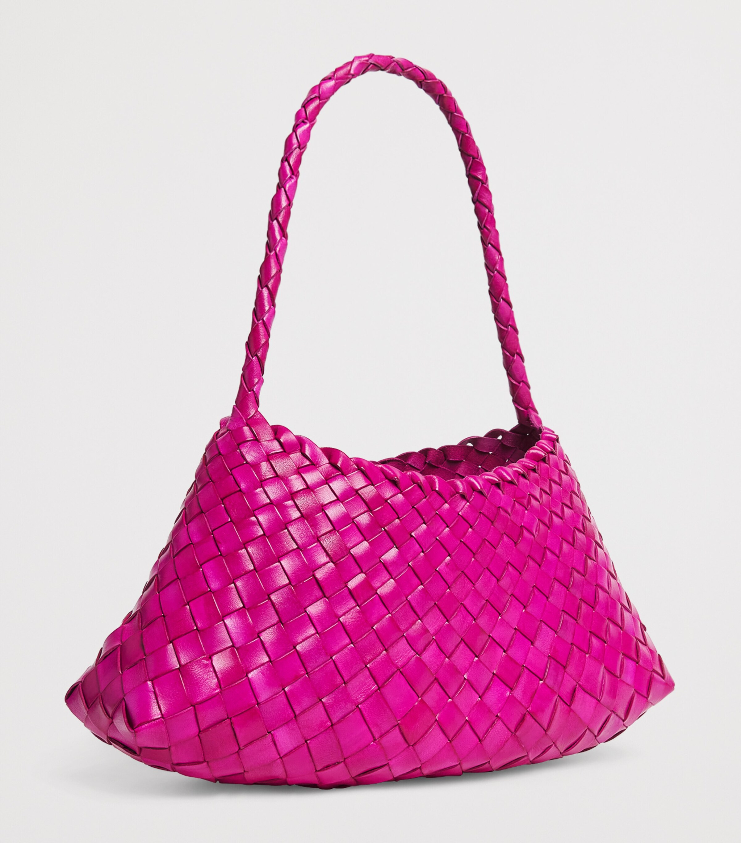DRAGON DIFFUSION Leather Woven Rosanna Shoulder Bag Fuschia Image 3