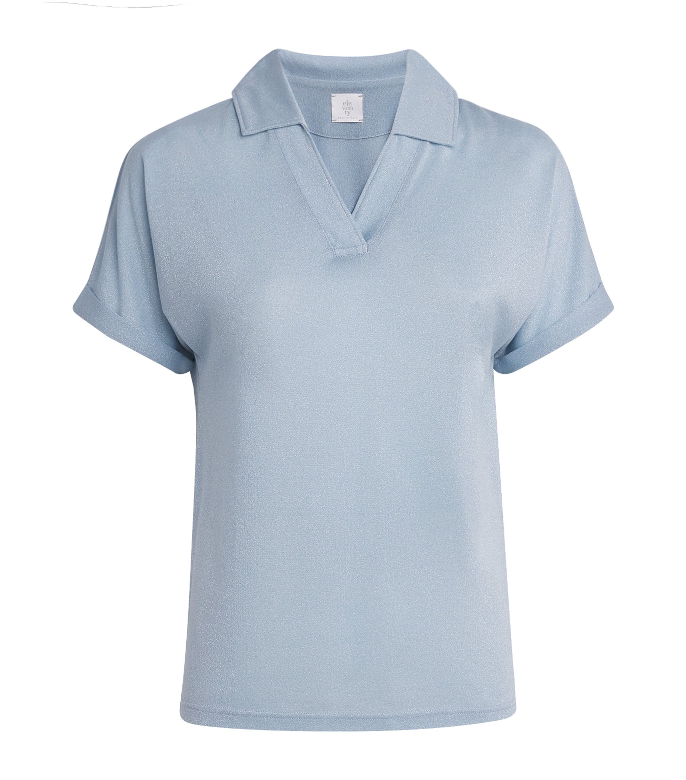 Eleventy Womens Metallic Collared Blusa T-Shirt Nuvola Image 1
