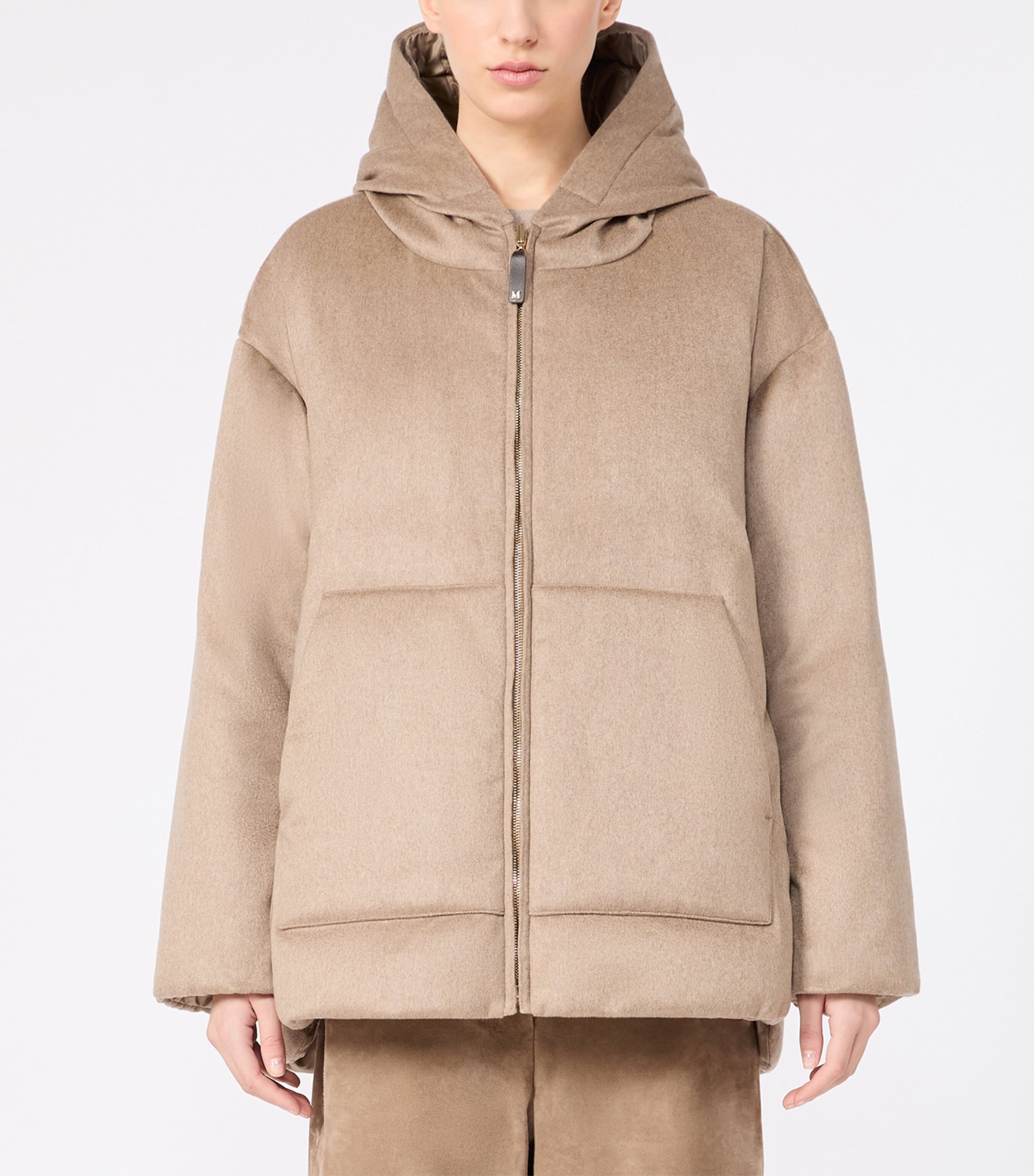 Max Mara Womens Cashmere Hooded Jacket Clay Image 3