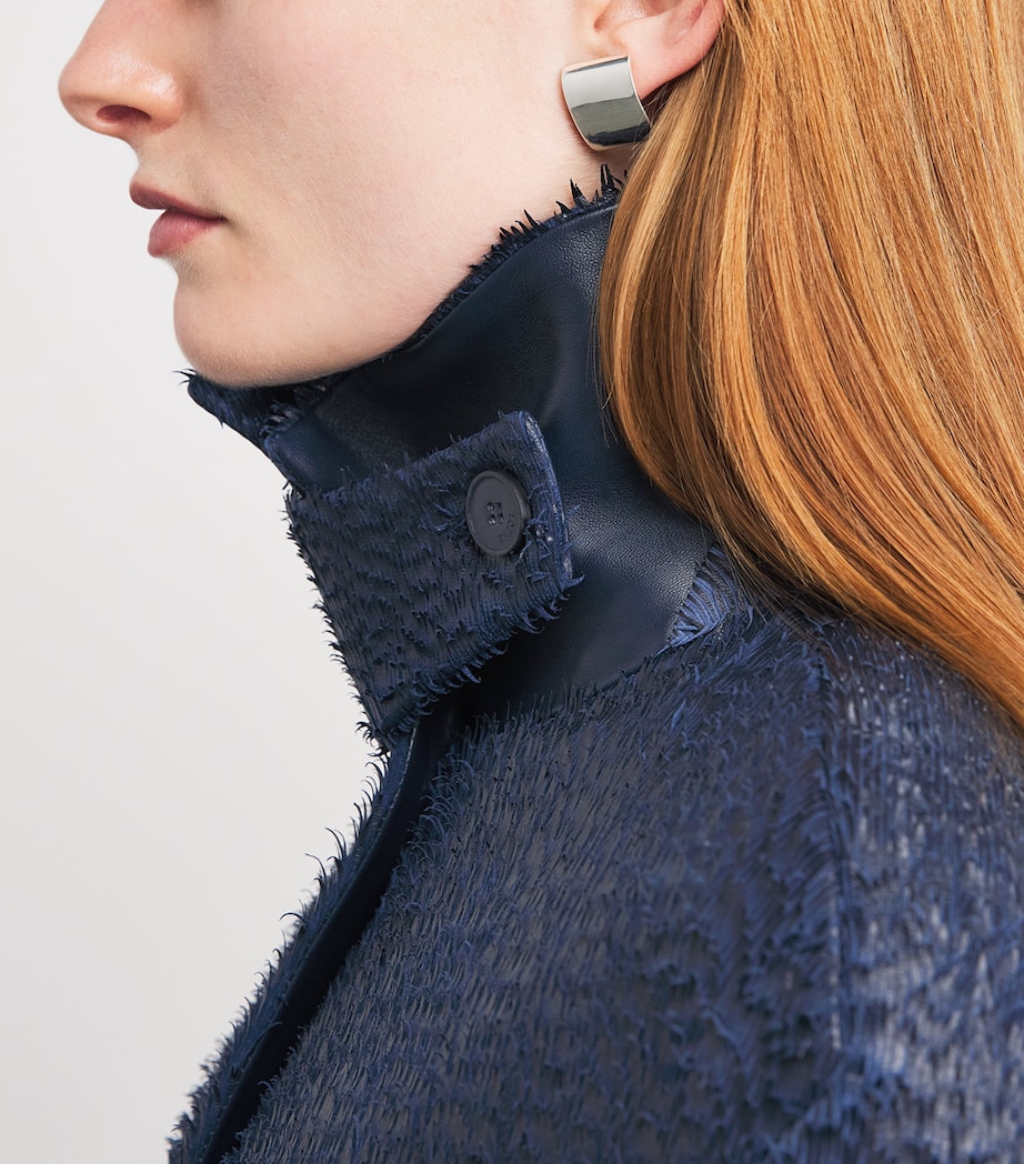 LOEWE Womens Lamb Leather Tailored Coat Dark Blue Image 3