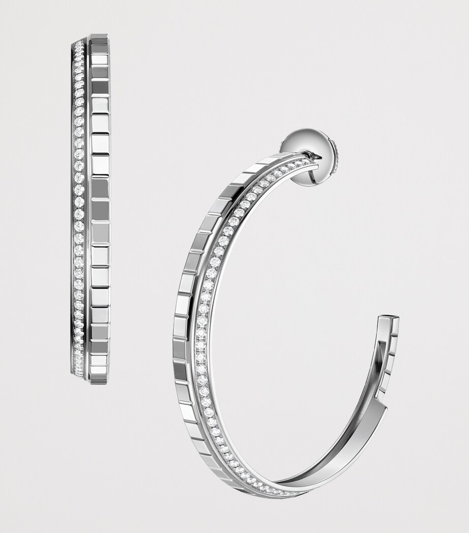 White Gold and Diamond Ice Cube Hoop Earrings 18K WHITE GOLD Image 2