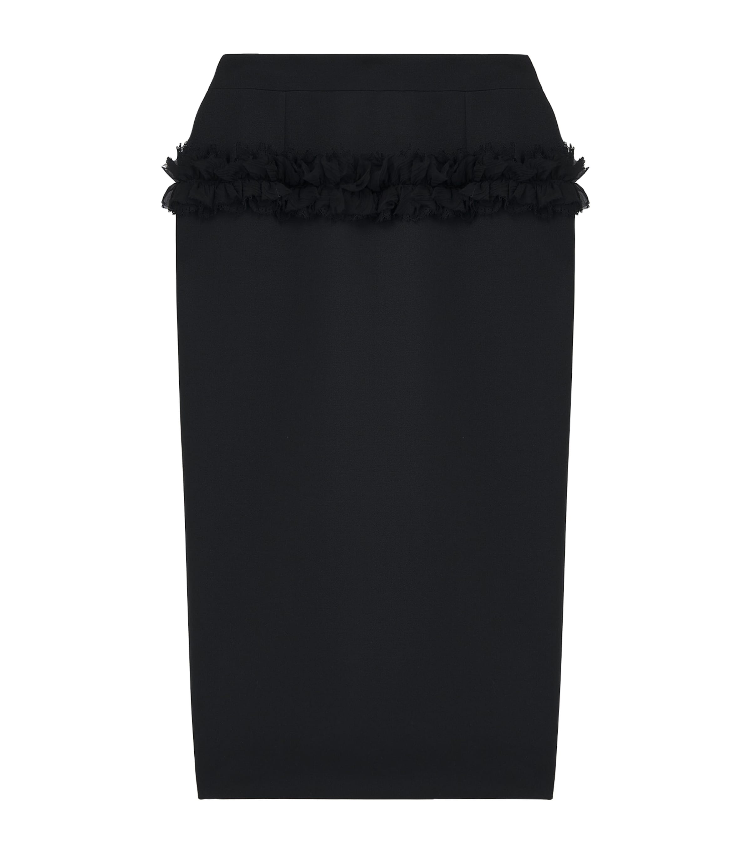 Alexander Mcqueen Buttoned Lace-trimmed Wool Pencil Skirt In Black