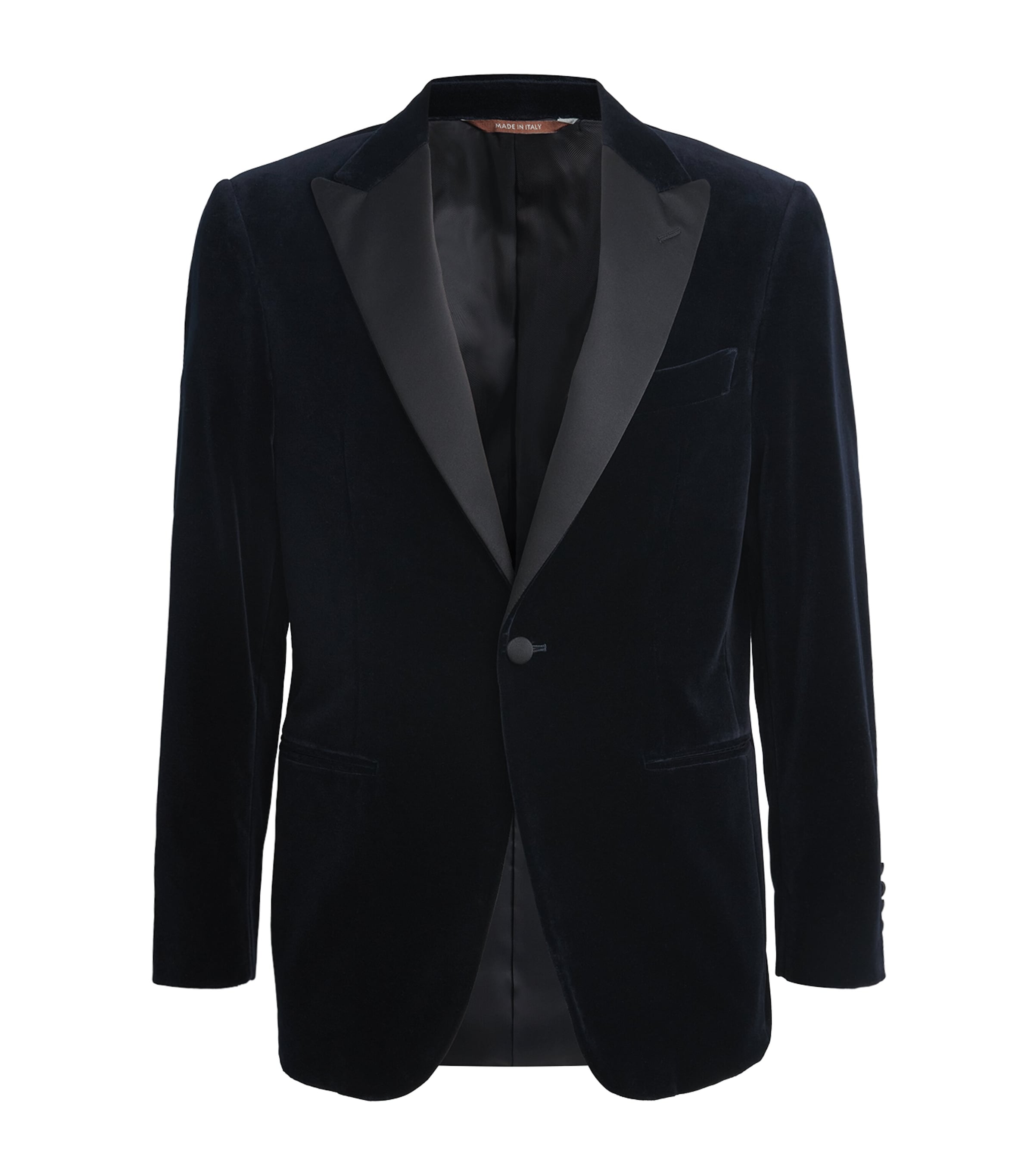 Shop Canali Velvet Single-breasted Evening Jacket In Navy