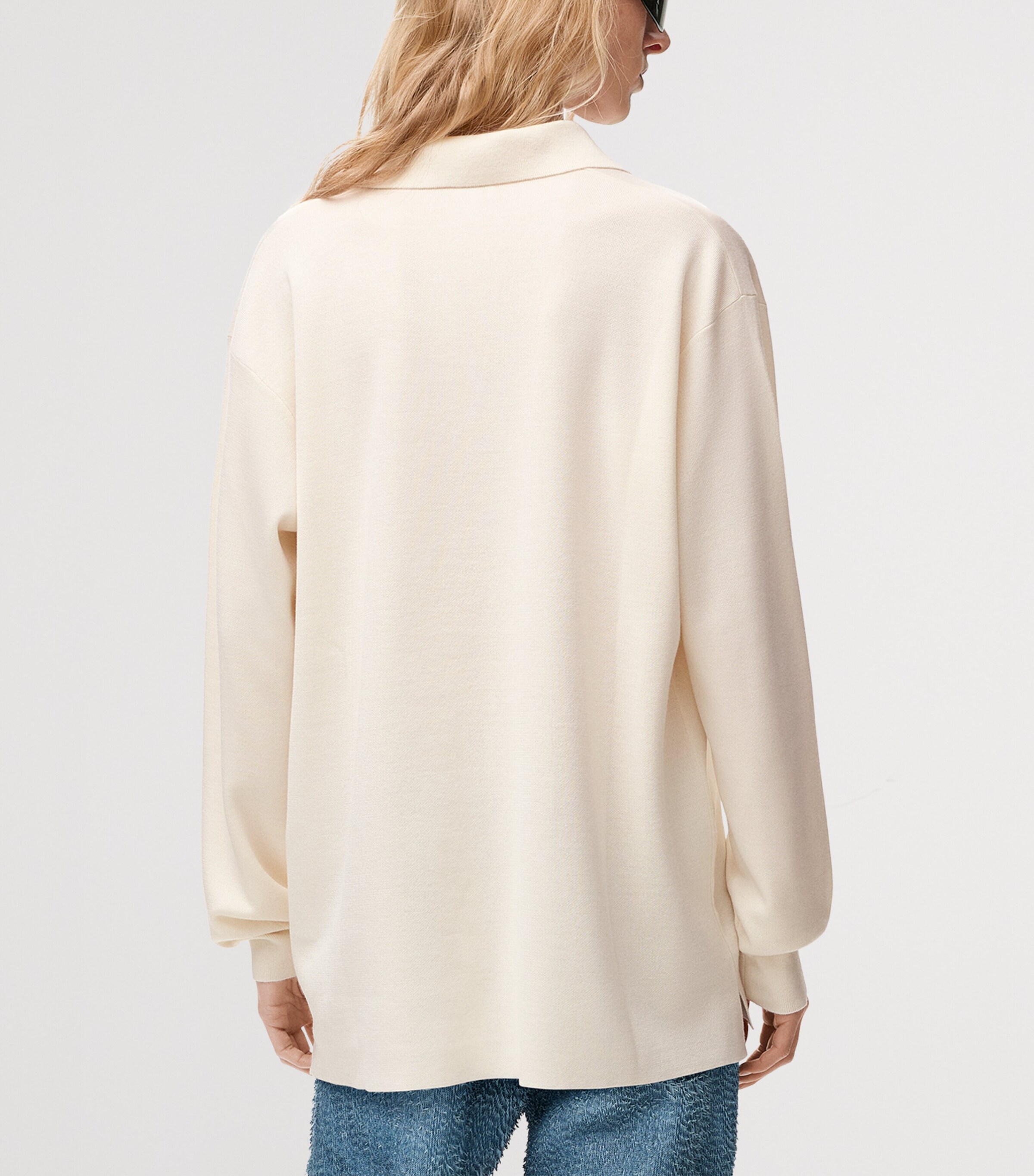 LOEWE Womens Cashmere-Blend Polo Sweater White Image 4