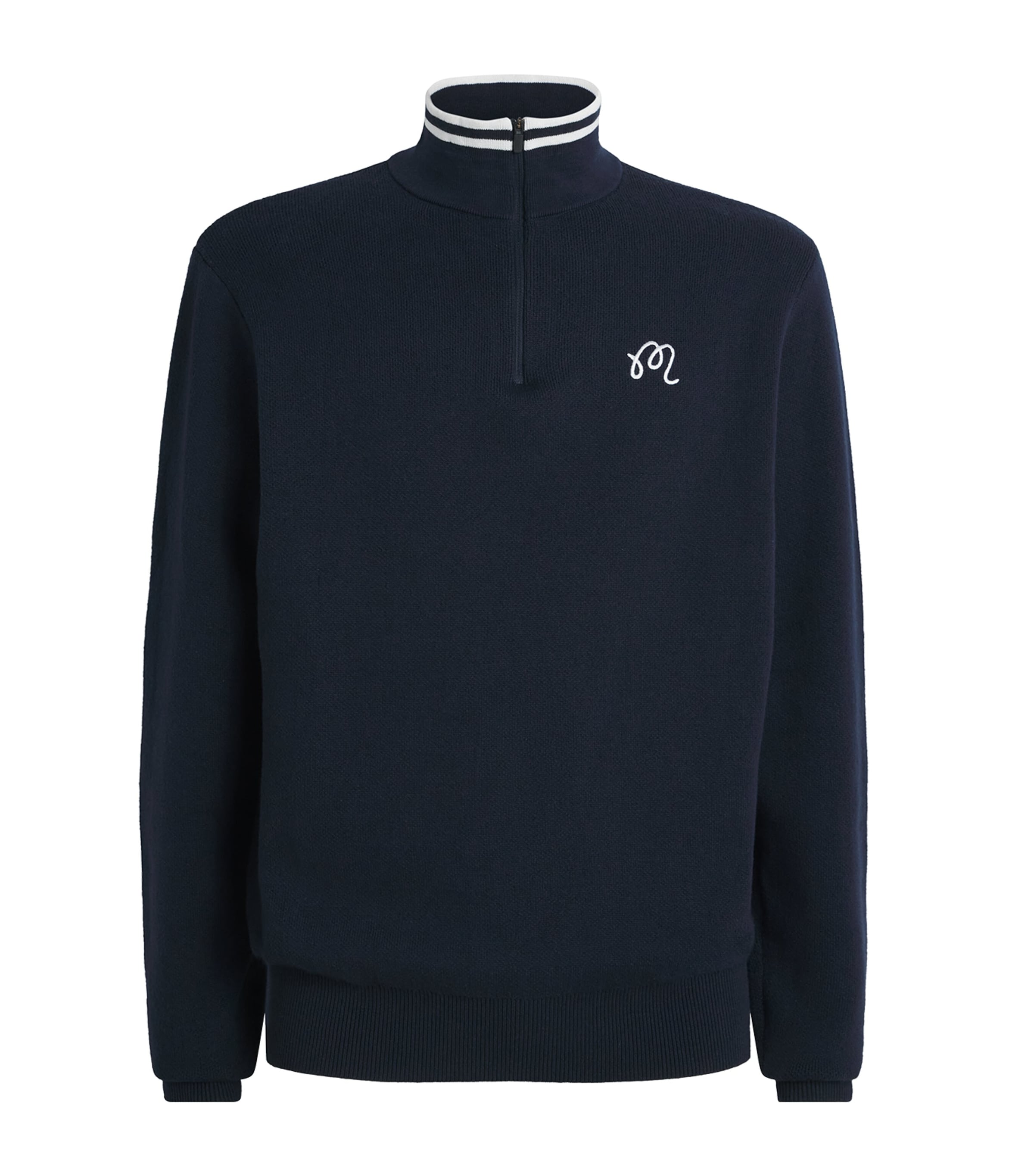 Malbon Mens Sorrel Quarter-Zip Sweater Navy Image 1