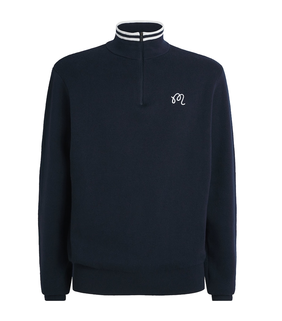 Malbon Mens Sorrel Quarter-Zip Sweater Navy Image 1