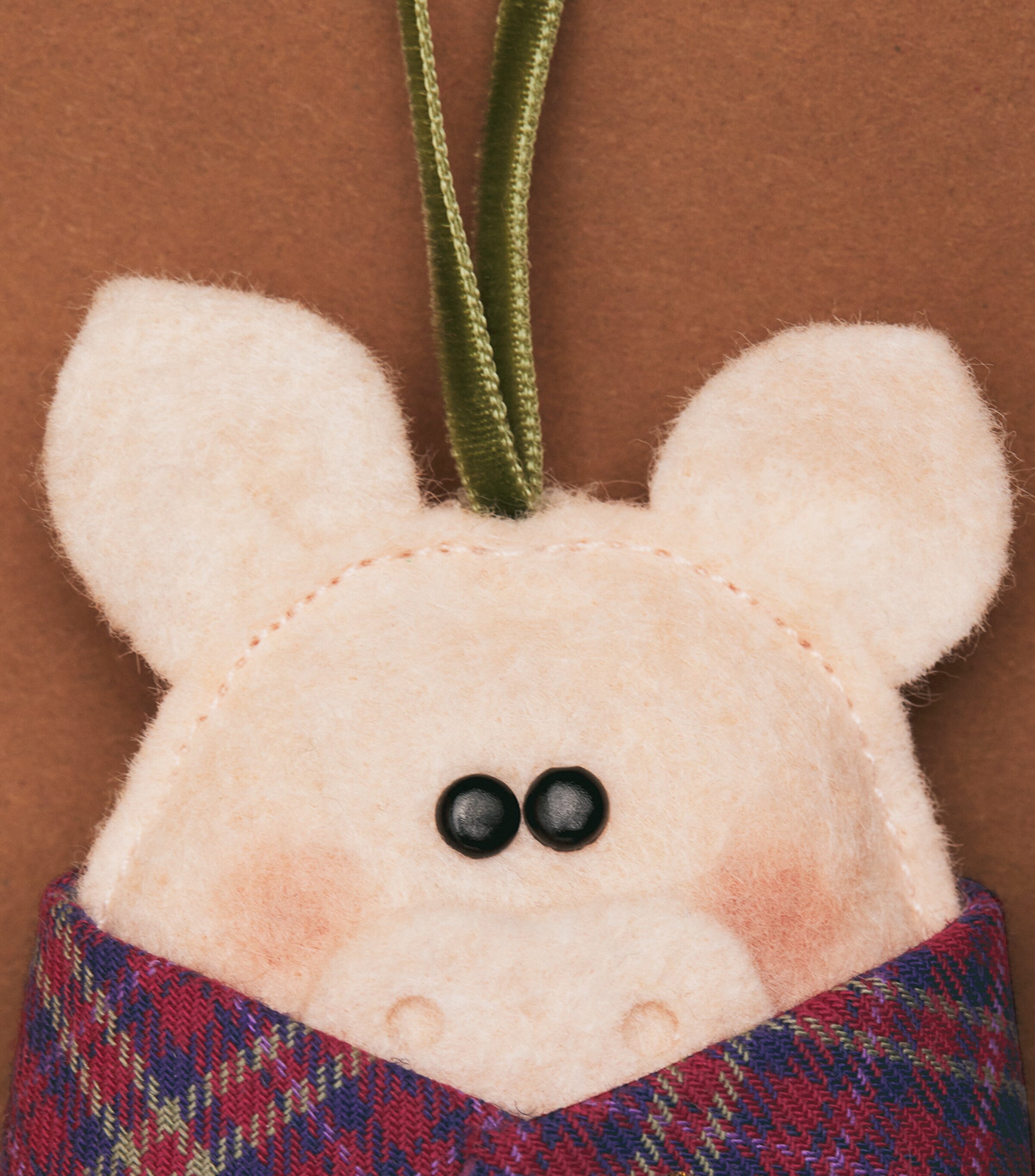 SKETCH.STITCH.LOVE Felt Pig-in-Blanket Tree Decoration Pink/multi Image 2