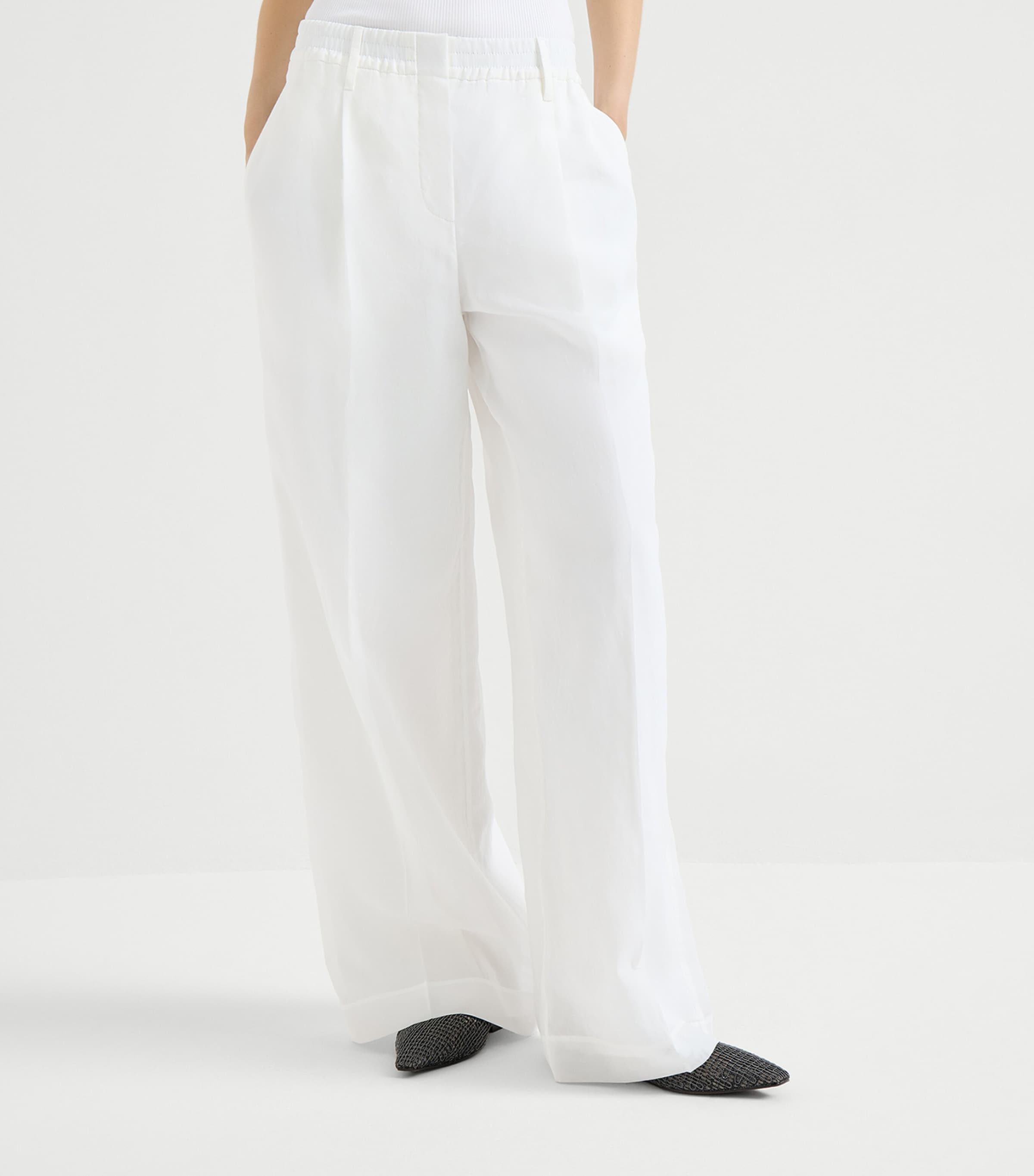 Brunello Cucinelli Womens Cotton Organza Trousers Image 3