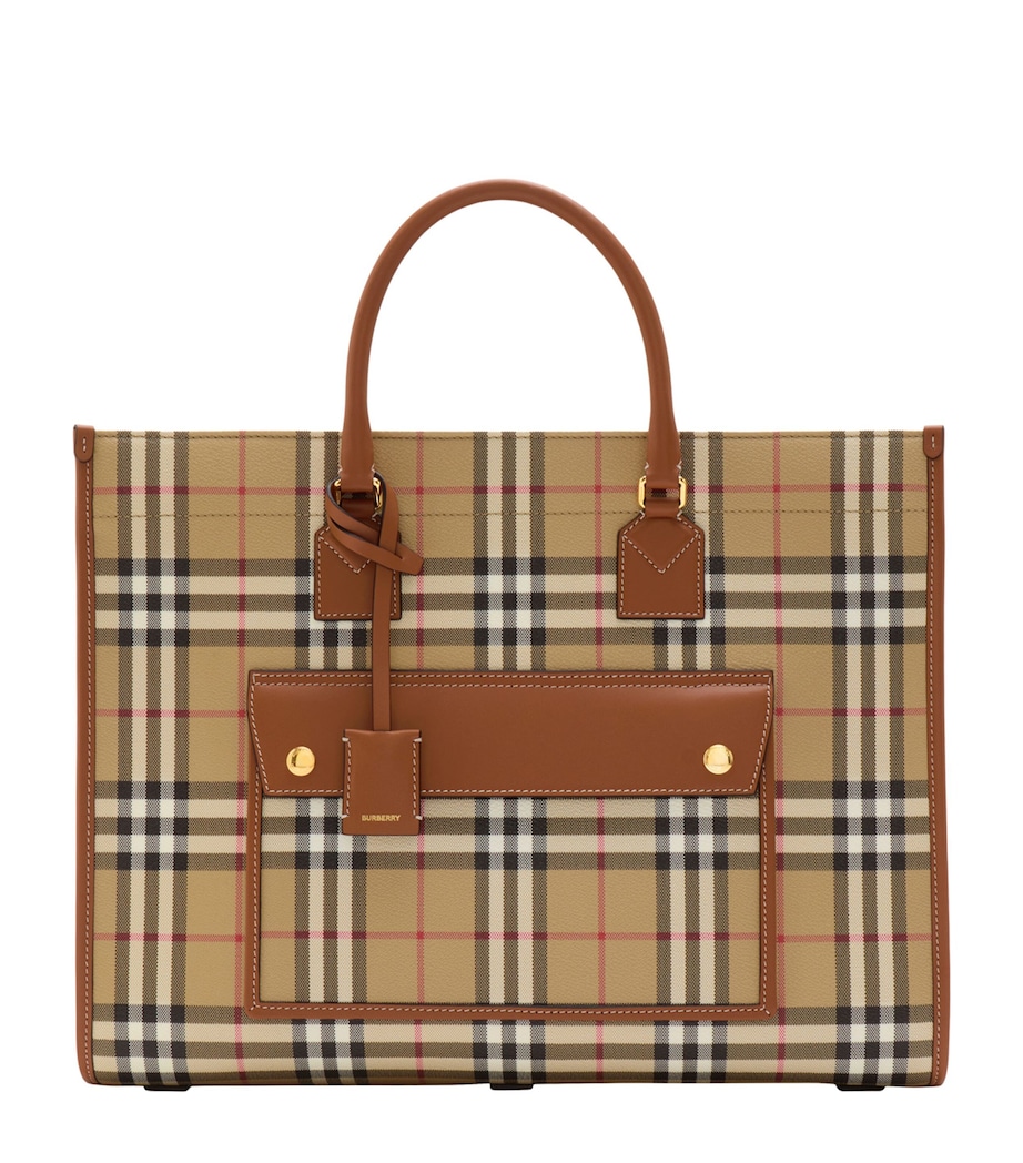 Medium Check Freya Tote Bag VNTG CHK/BRIAR BROWN Image 1