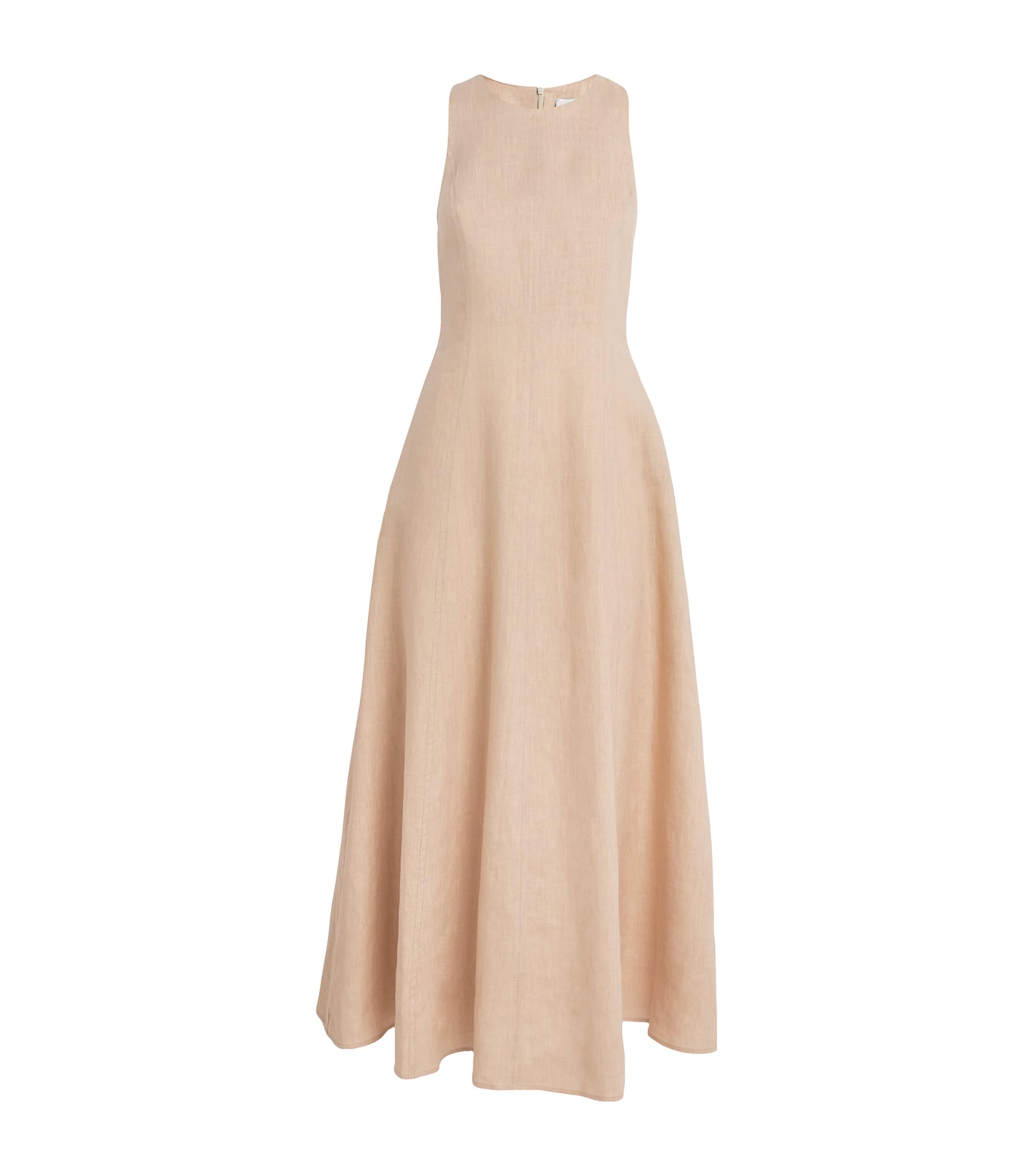 Eleventy Beige Long Sleeveless Dress In Linen Woman In Neutral