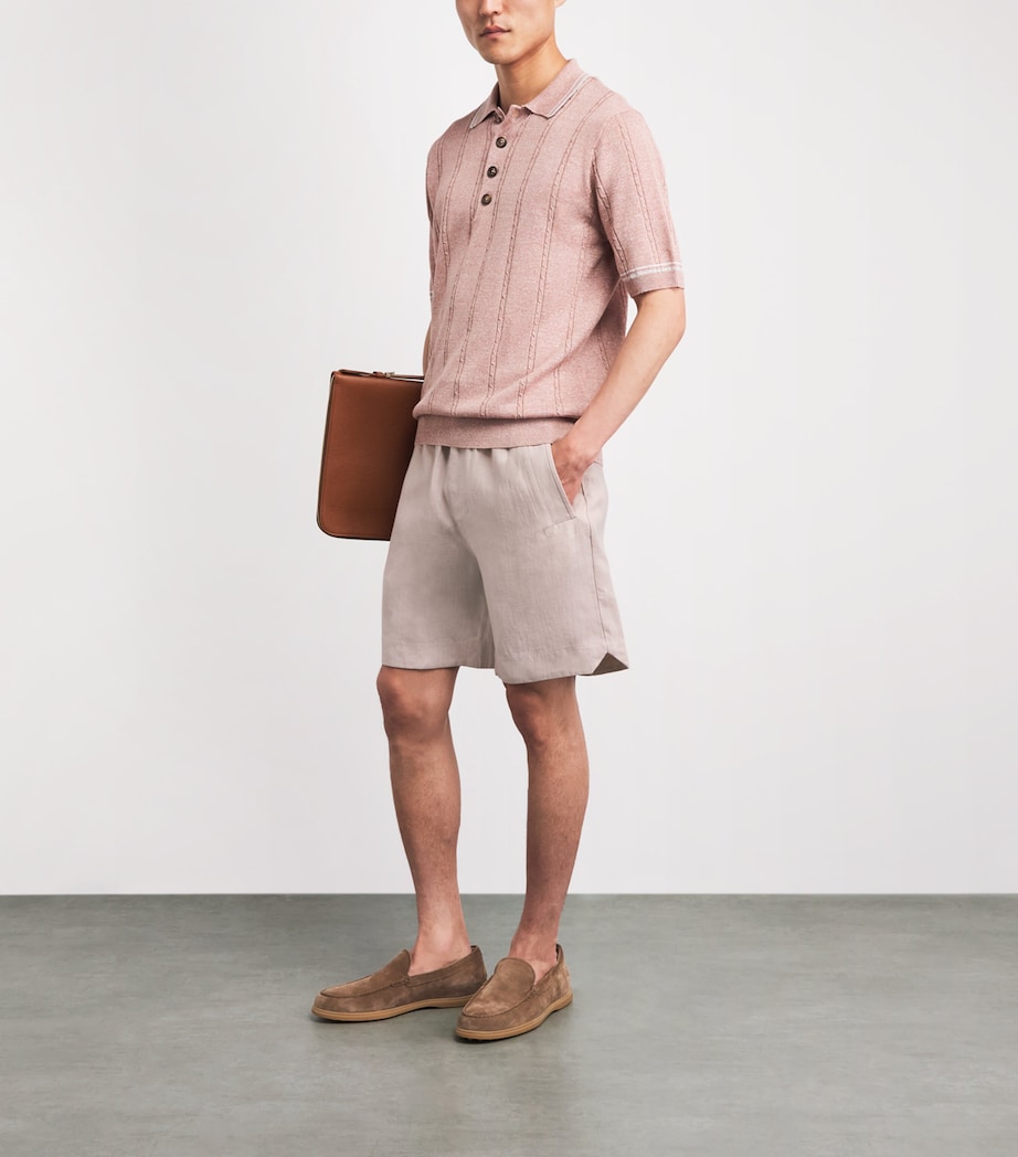 Eleventy Mens Linen Drawstring Bermuda Shorts Cipria Image 2
