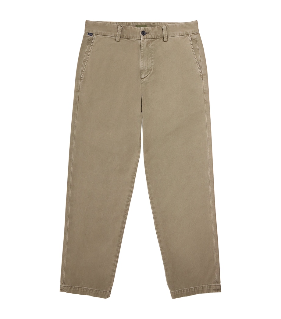 Brown Cotton Straight Chinos - Image 1