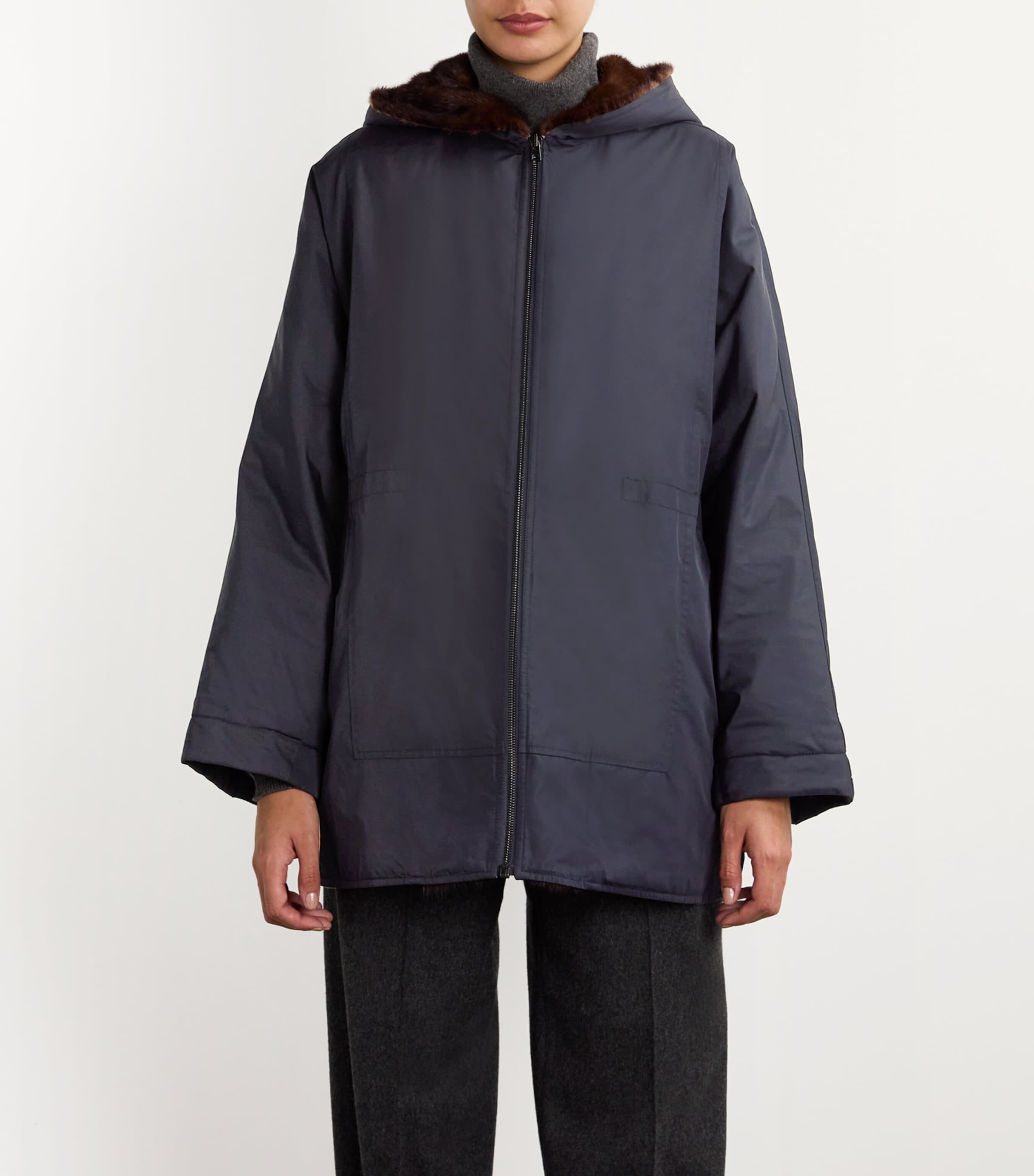 Yves Salomon Blue Long-Haired Mink-Lined Technical Jacket | Harrods US