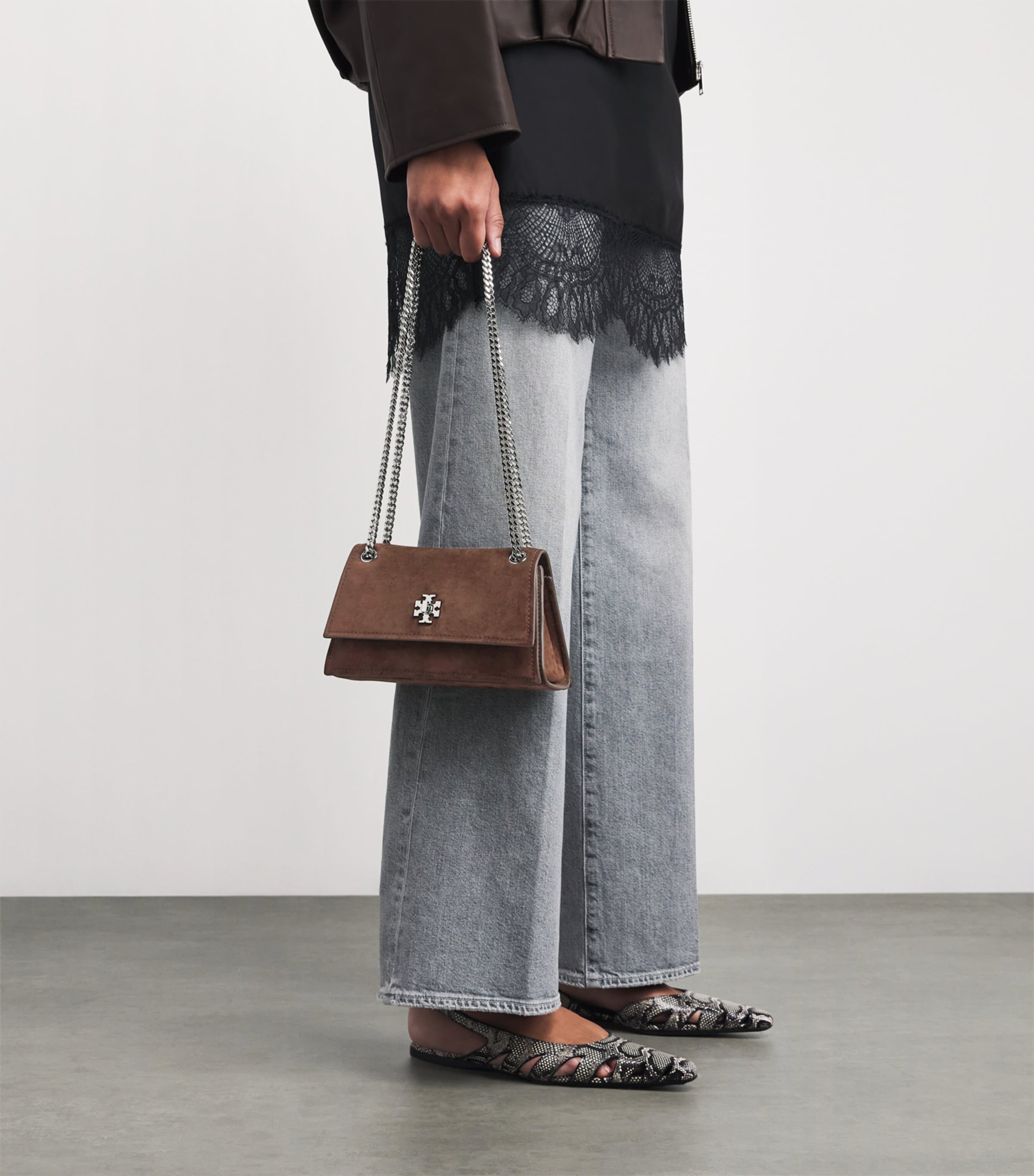 Mini Suede Kira Turnlock Shoulder Bag DARK COCOA Image 2