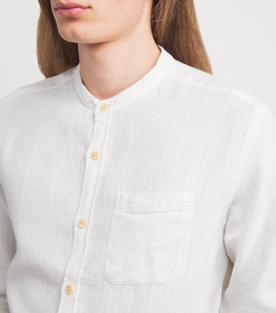 Linen Cotton-Blend Grandad Shirt CREAM Image 6