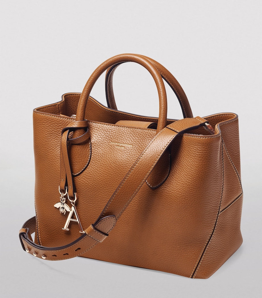 Midi Leather London Tote Bag TAN Image 3