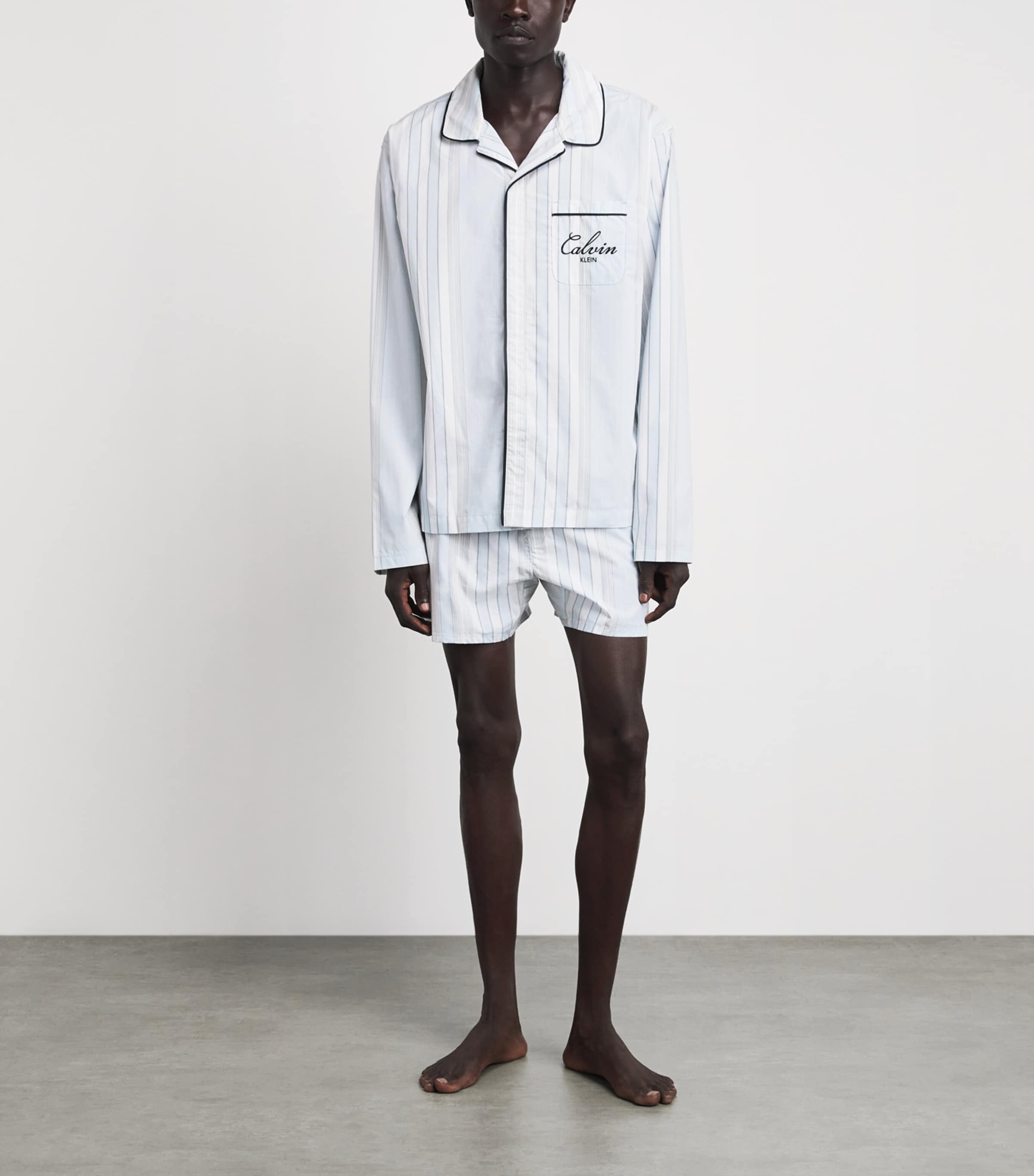 Calvin Klein Mens Cotton Poplin Stripe Pyjama Shorts Crest Stripe Ic Image 2