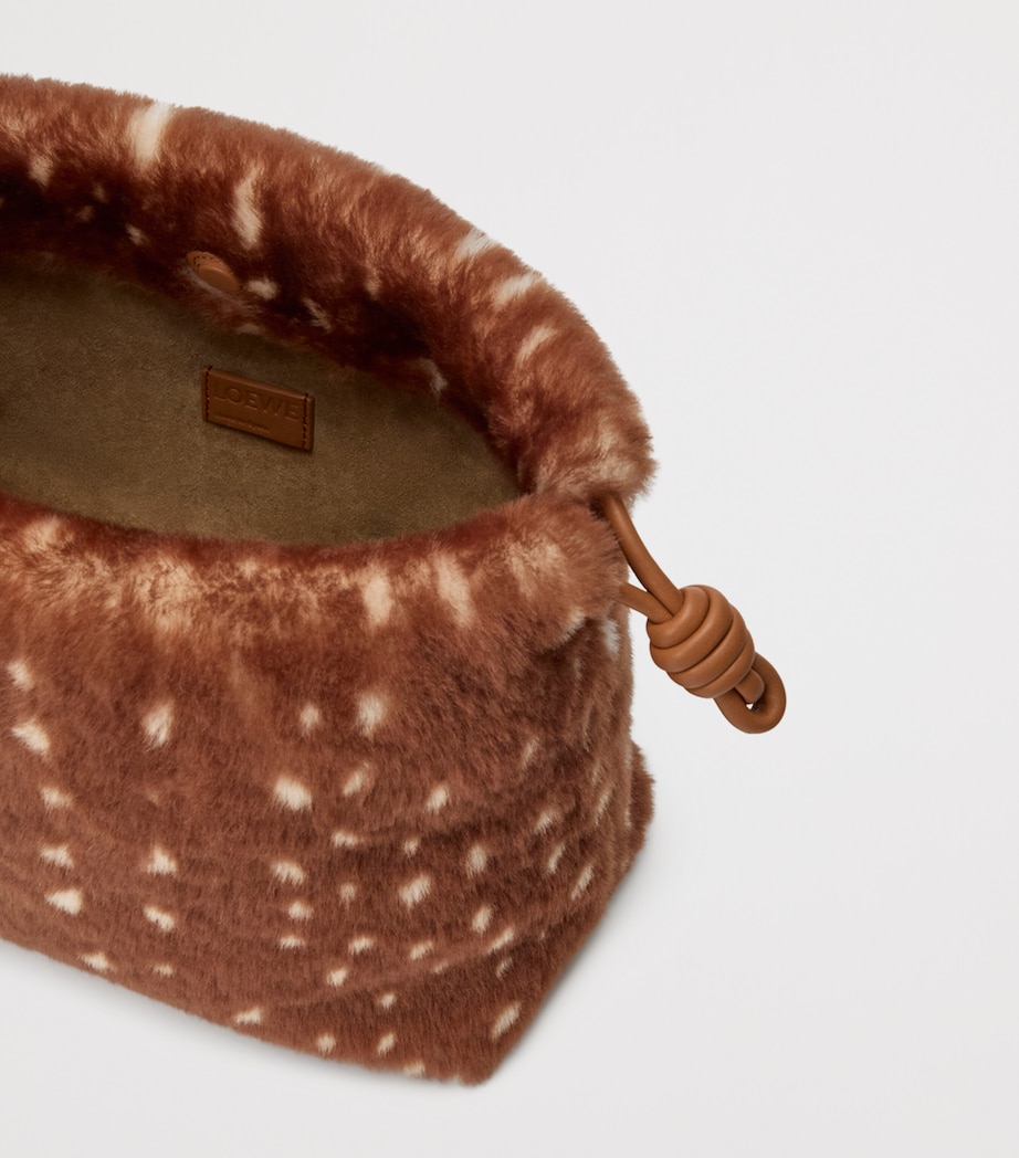 Medium Shearling Flamenco Shoulder Bag BROWN/WHITE Image 7