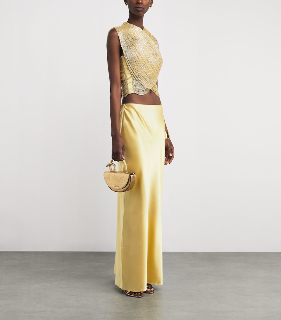 Satin Chantel Maxi Skirt LIGHT GOLD Image 2