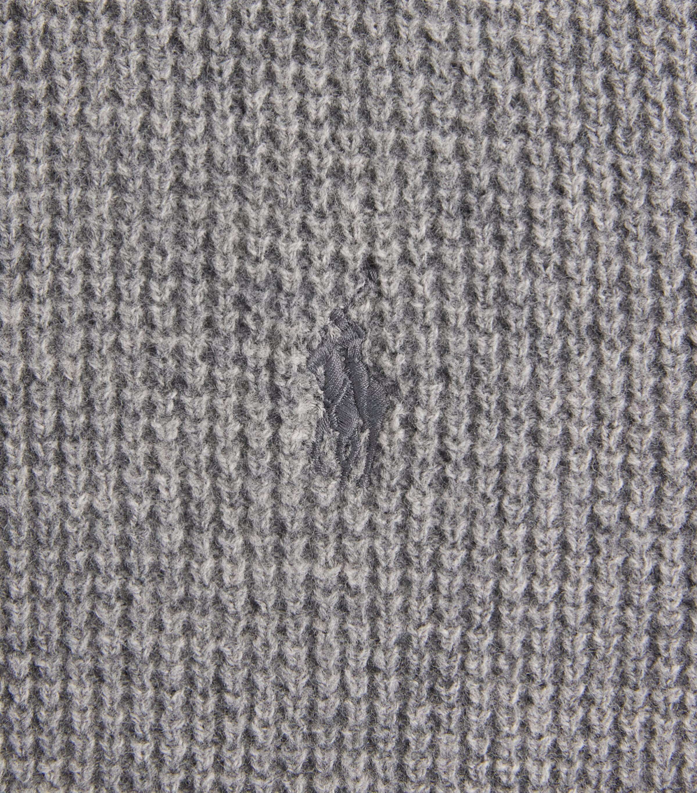 Polo Ralph Lauren Mens Wool-Cotton Waffle-Knit Zip-Up Hoodie Fawn Grey Heather Image 6