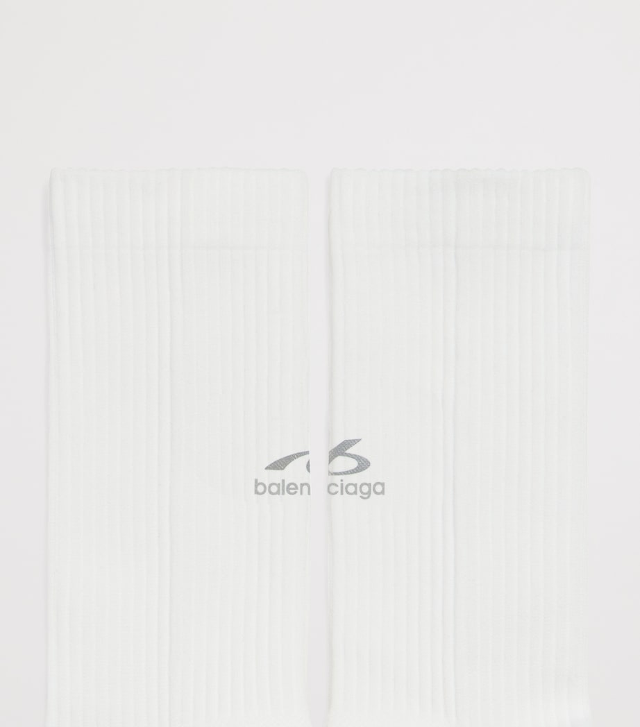 Balenciaga Womens Ribbed Logo Ankle Socks Image 3