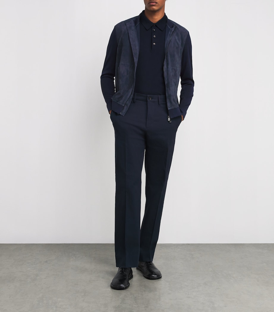 Suede-Silk Bomber Jacket 001 NAVY BLUE Image 2