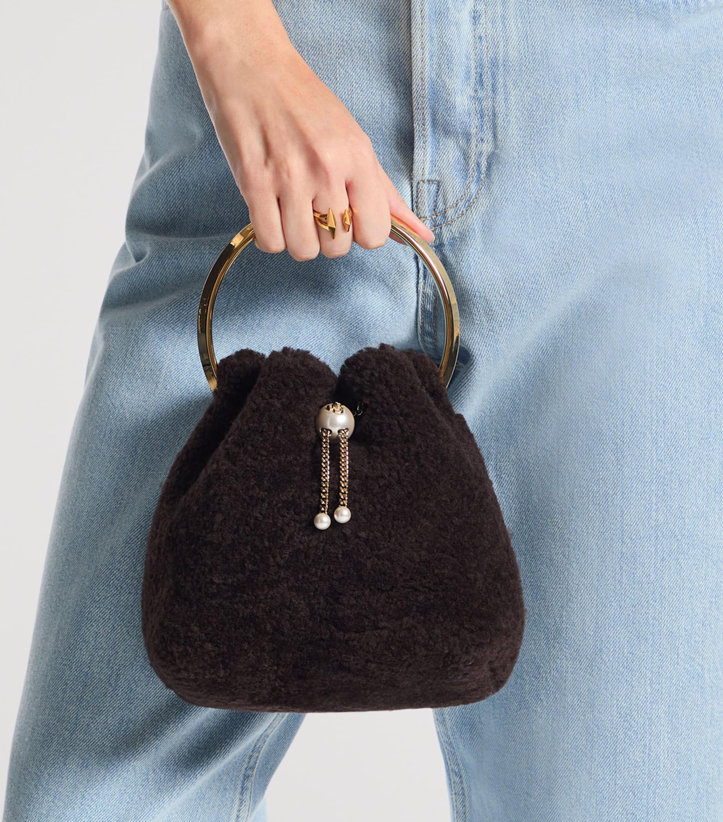 Bon Bon Shearling Top-Handle Bag CHOCOLATE/LIGHT GOLD Image 2