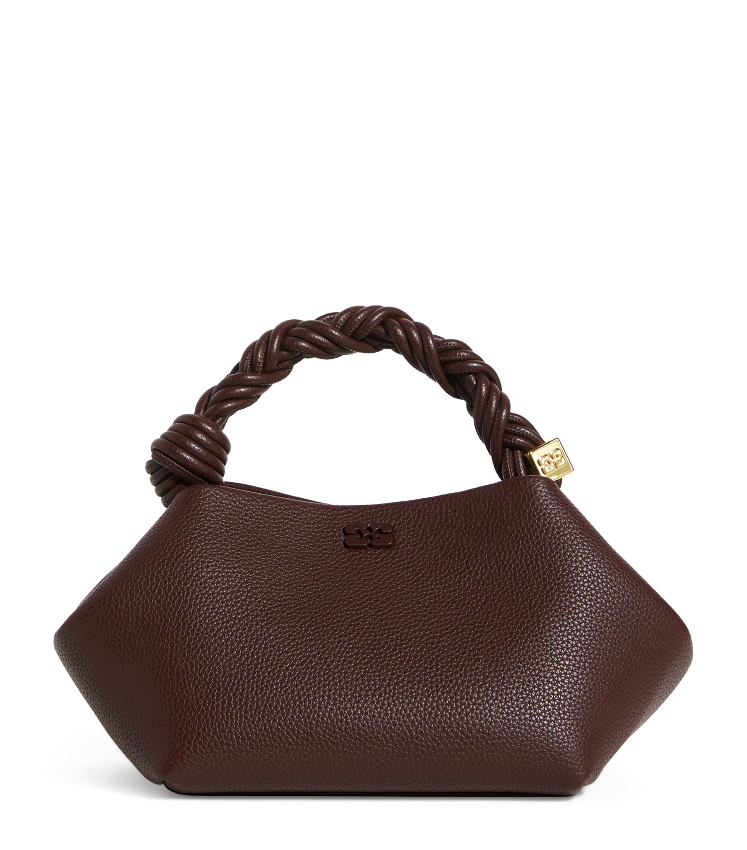 Ganni Small Bou Top-handle Bag In Brown