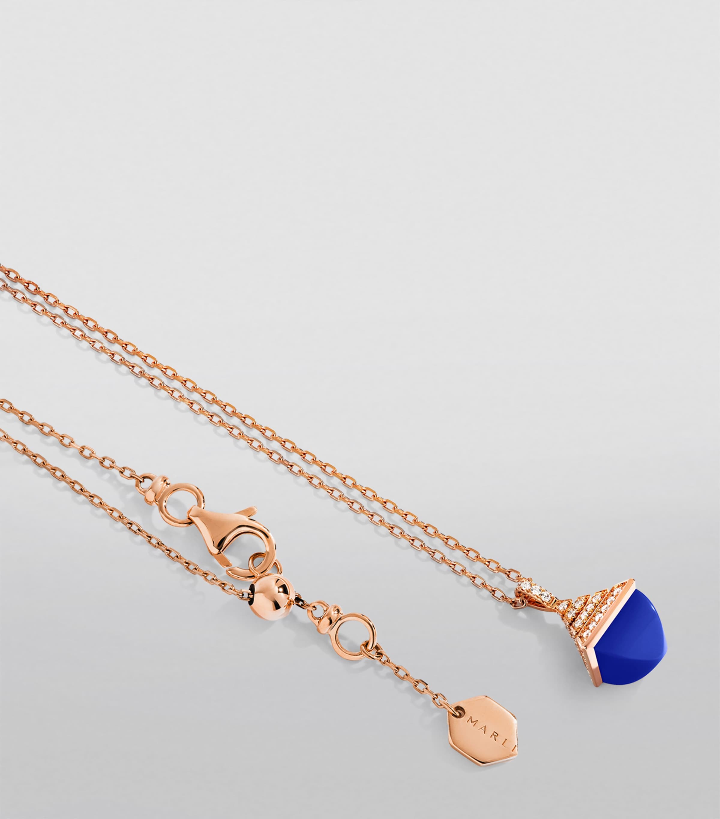 MARLI New York Mini Rose Gold, Diamond and Lapis Lazuli Cleo Rev Pendant Necklace Rose Gold Image 2