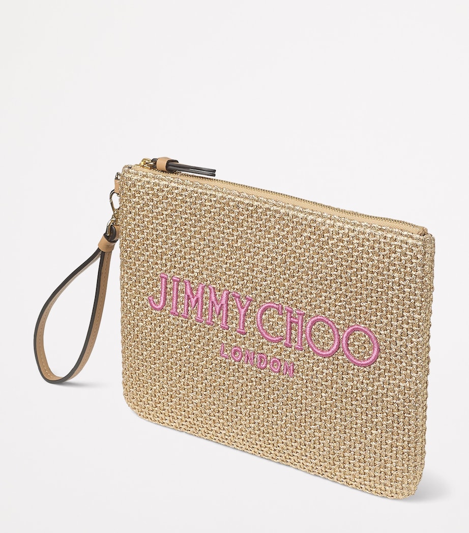 Raffia Zip-Up Pouch GOLD/FUCHSIA/LIGHT G Image 2