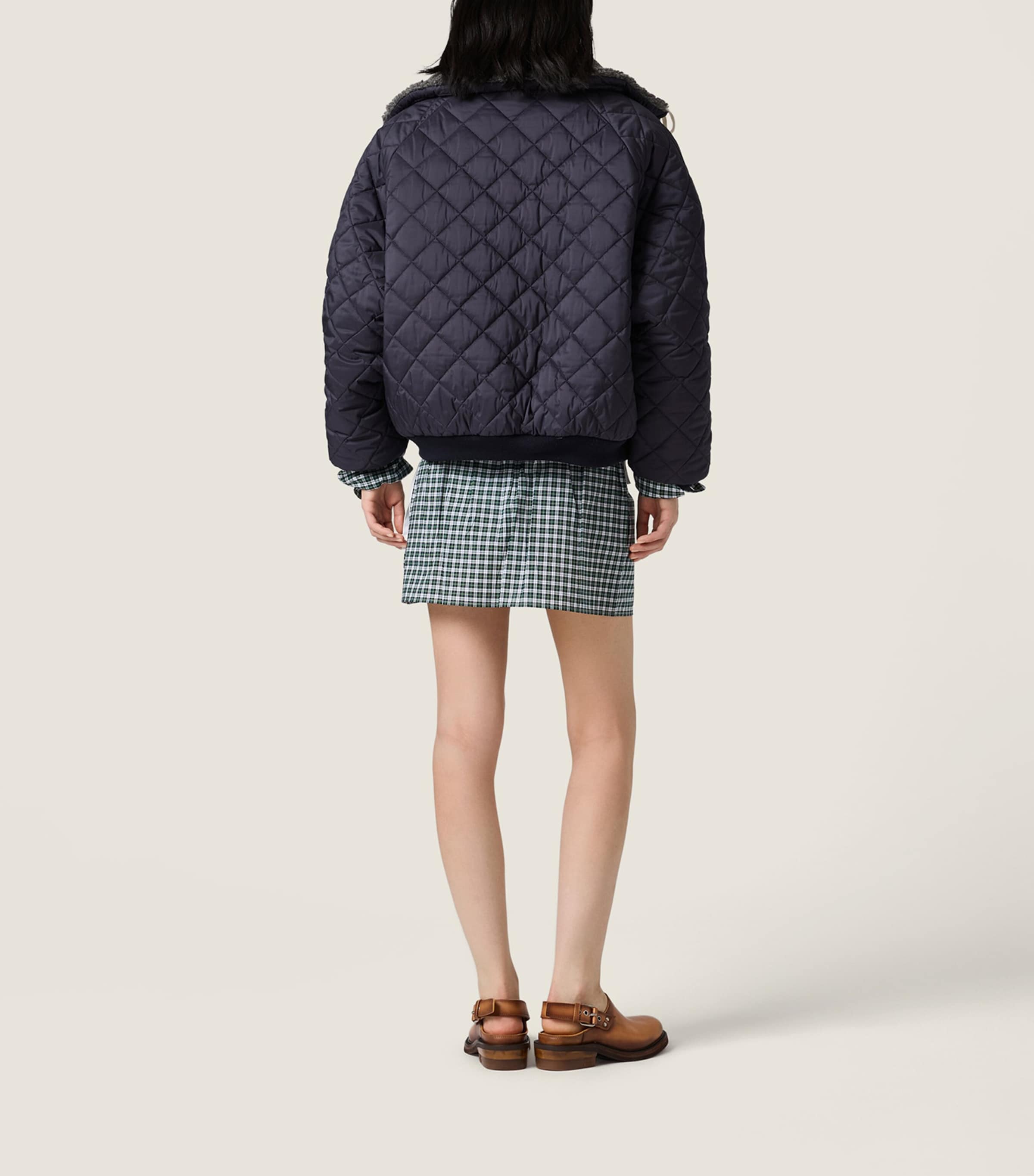 Miu Miu Womens Down Technical Ponge Quilted Jacket Blue Image 3