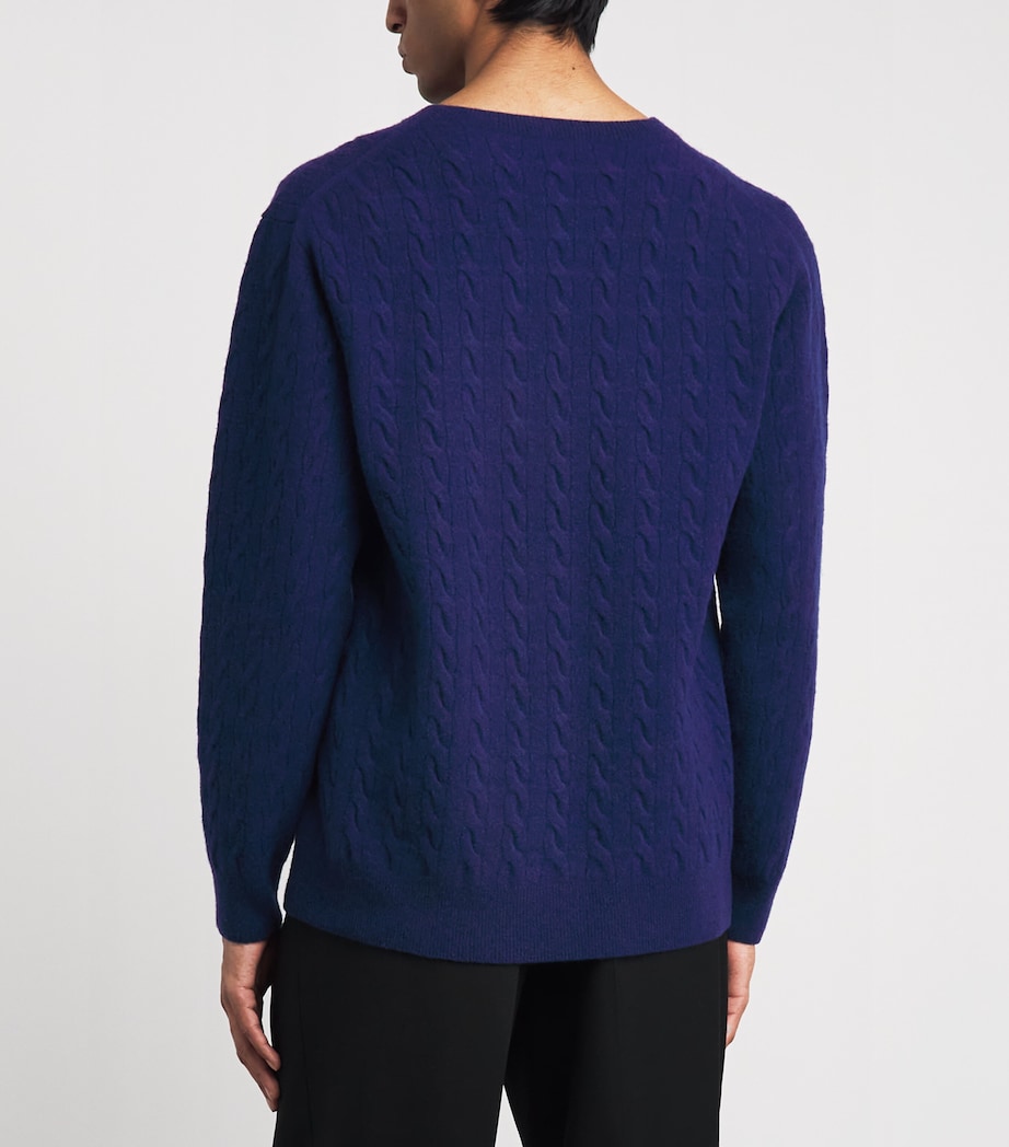 TOM FORD Mens Wool Cable-Knit V-Neck Sweater Udb Image 5
