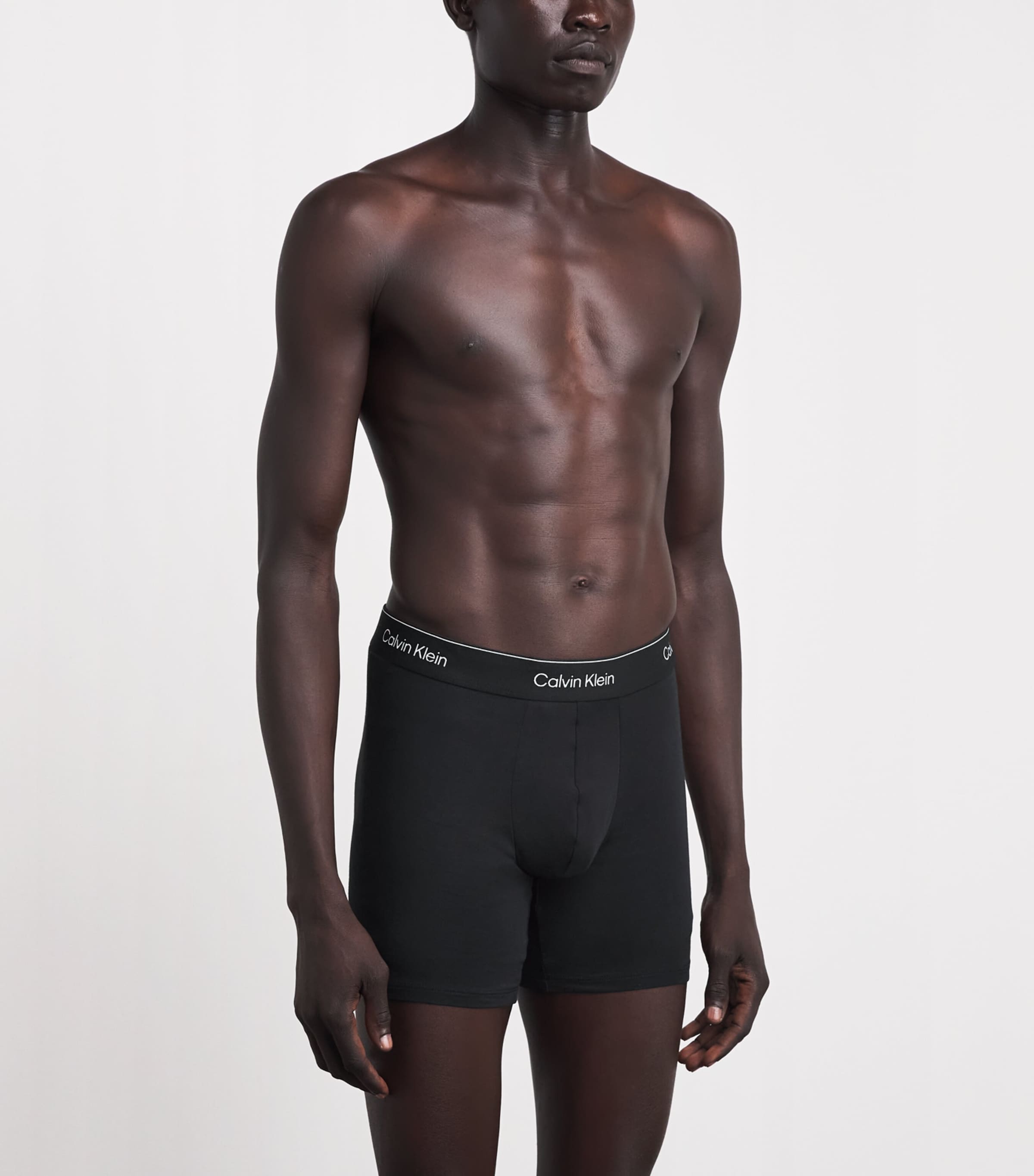 Calvin Klein Mens Stretch-Cotton Icon Boxer Briefs (Pack of 5) Black/harbor Mi Image 2