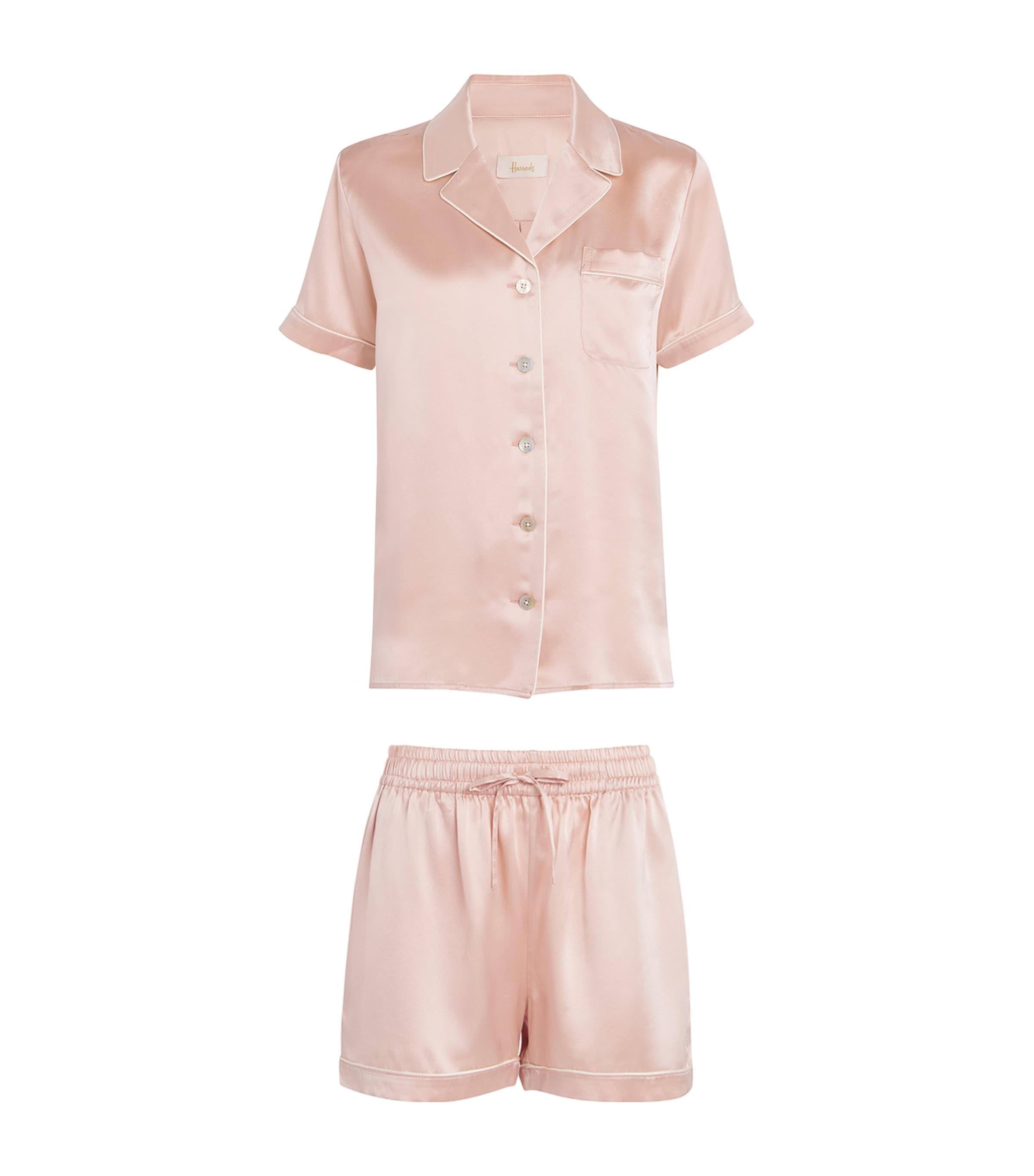 Harrods Silk Short-sleeve Pyjamas In Pink