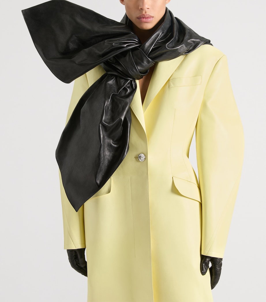 Leather Exploded Bow Scarf BLACK Image 2