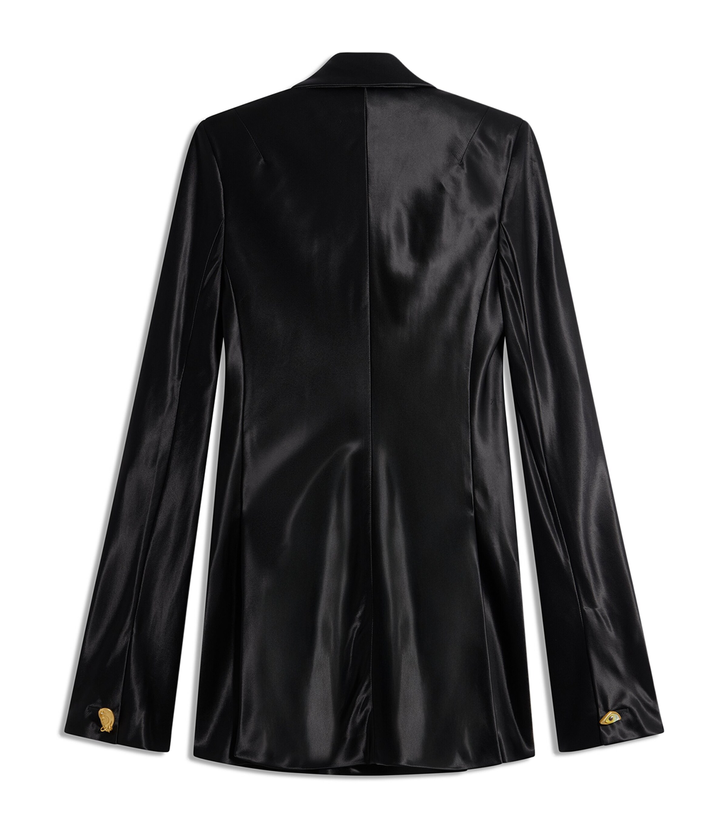 Schiaparelli Womens Satin Bias-Cut Tailored Jacket Black Image 6