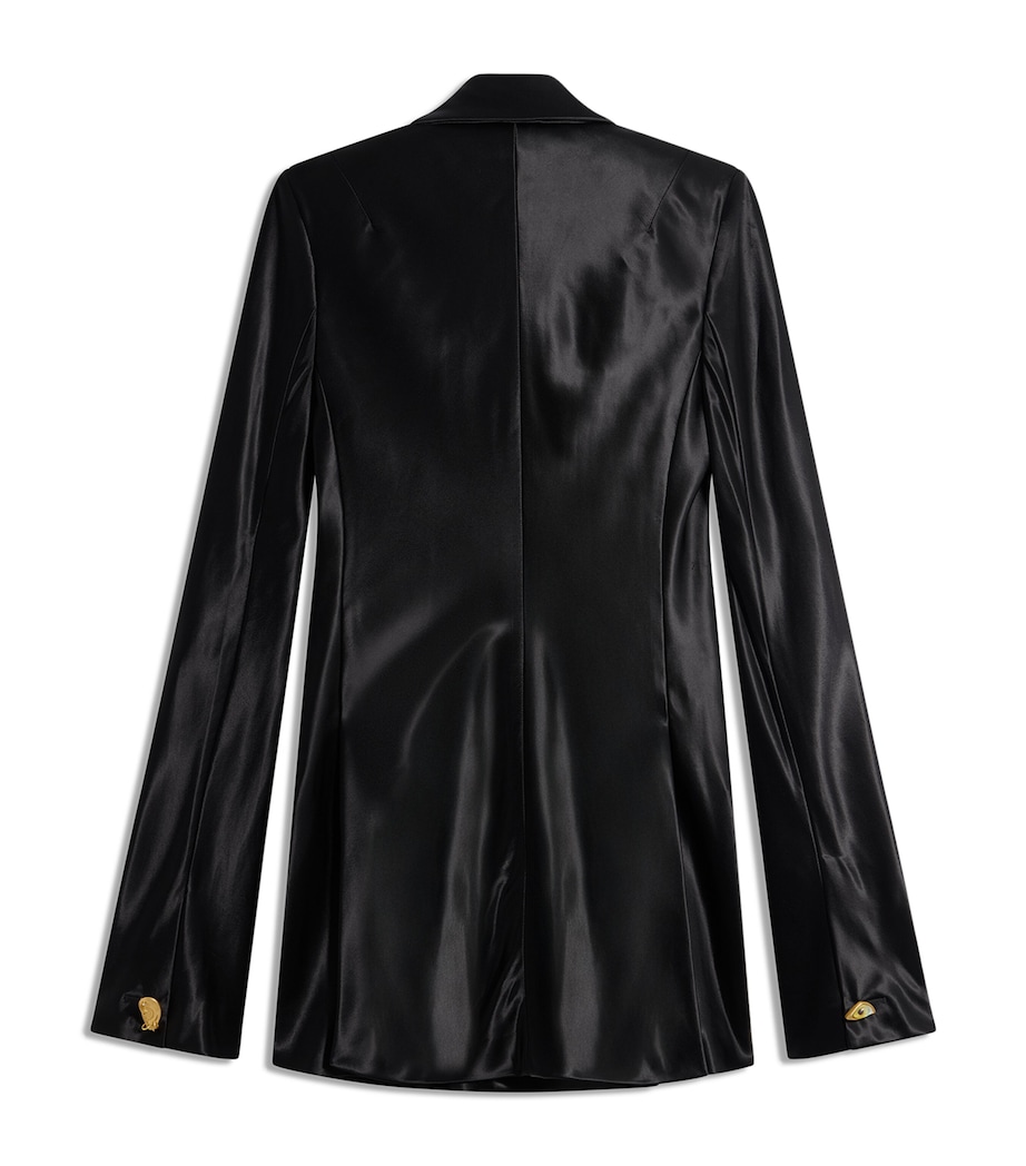 Schiaparelli Womens Satin Bias-Cut Tailored Jacket Black Image 6