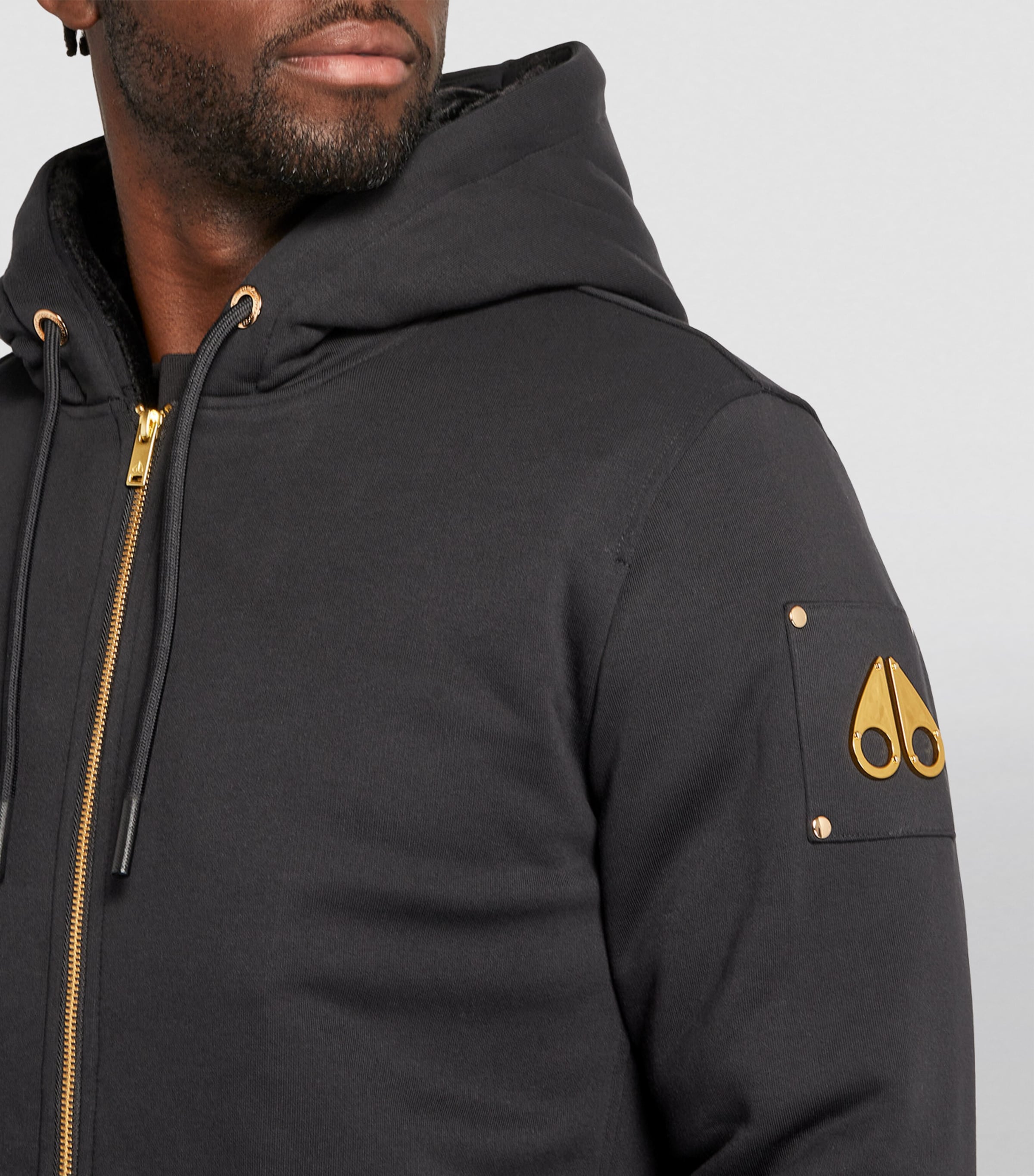 Moose Knuckles Black Linden Bunny Zip-Up Hoodie | Harrods UK