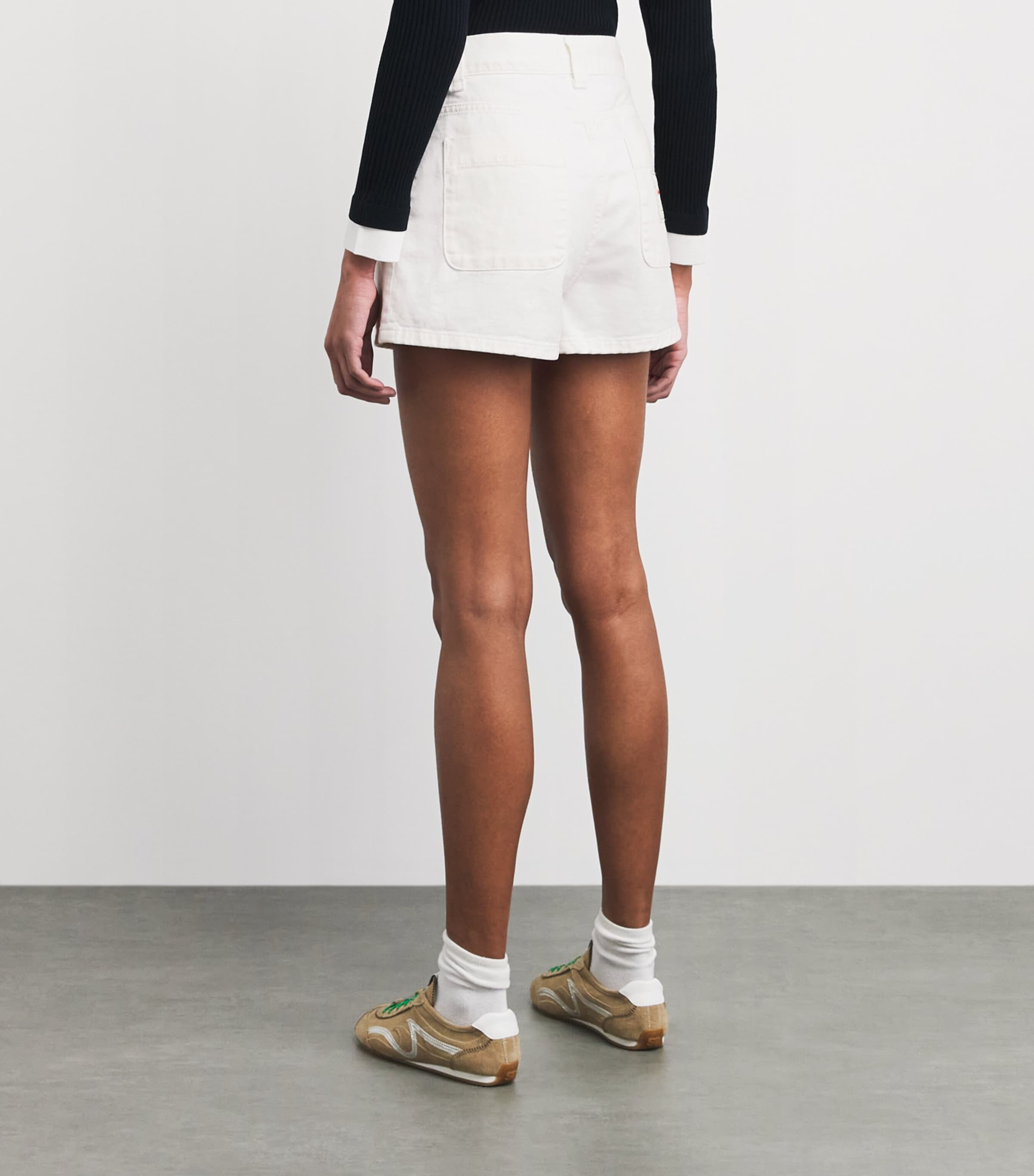 Sandro Paris Womens Denim High-Waist Shorts White Image 5