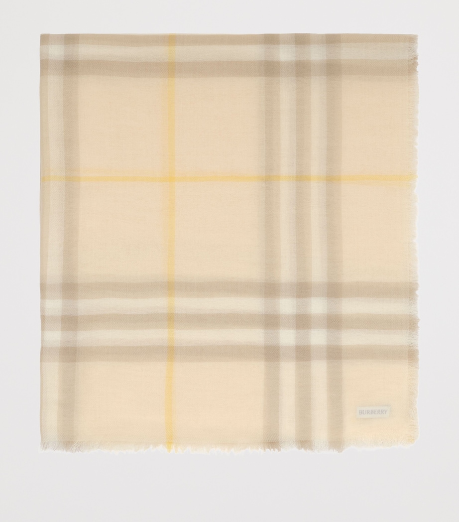Burberry Wool Check Scarf Custard Beige Image 2