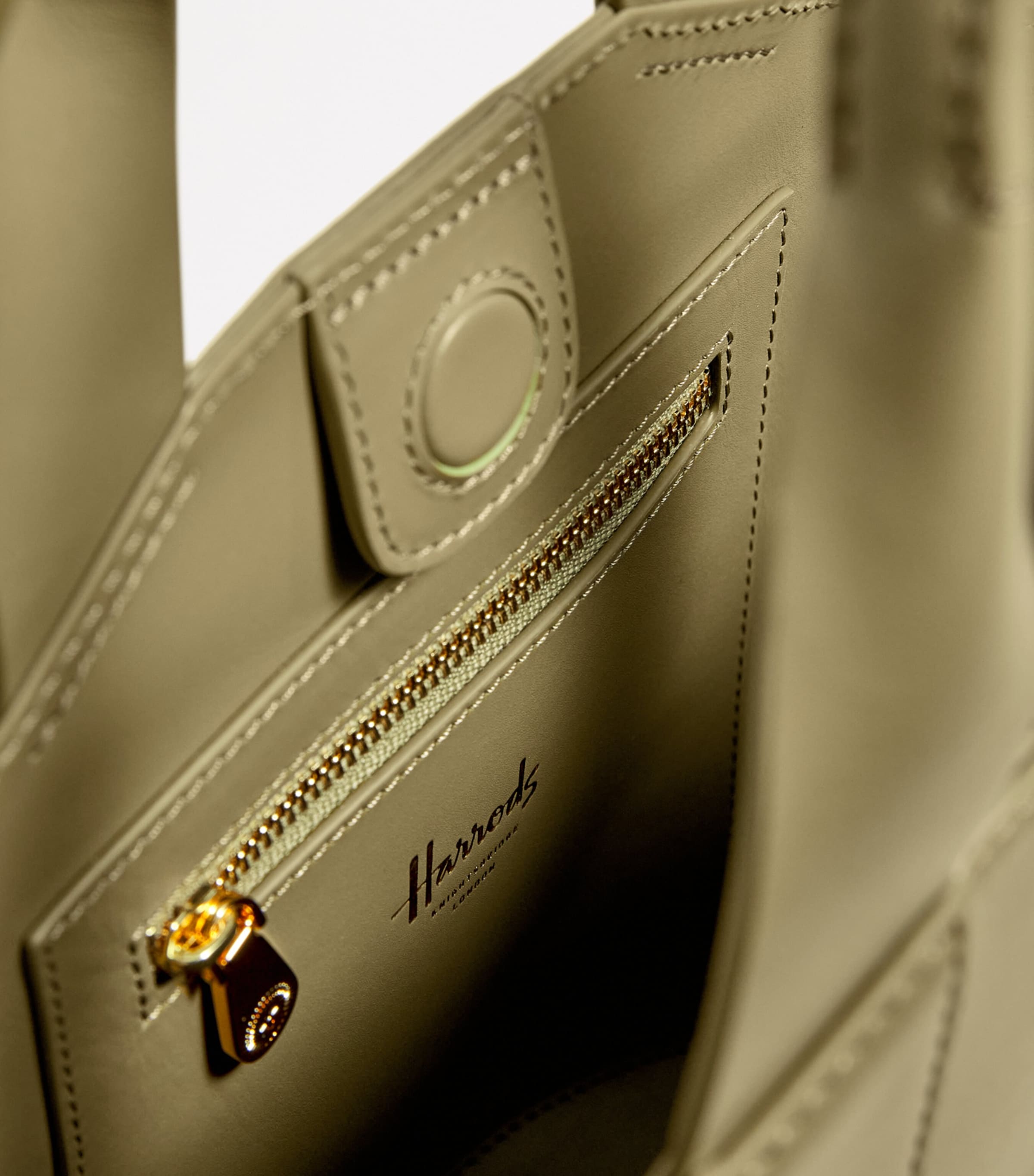 Harrods Grab Leather Tote Bag Olive Image 4
