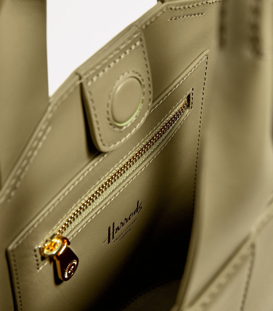 Harrods Grab Leather Tote Bag Olive Image 4